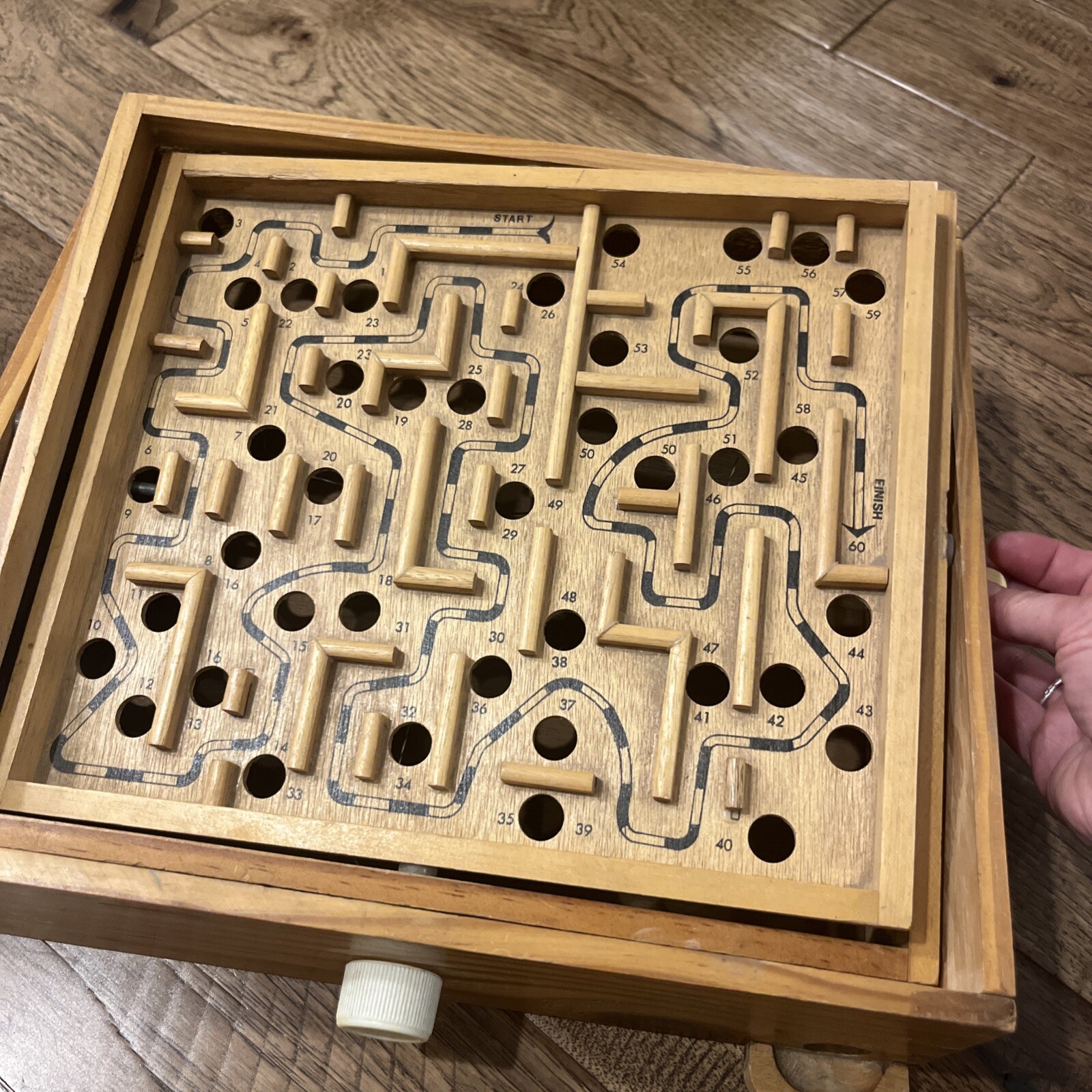Vintage Labyrinth Wooden Tilting Maze Puzzle Game Marble Included! W/O Box