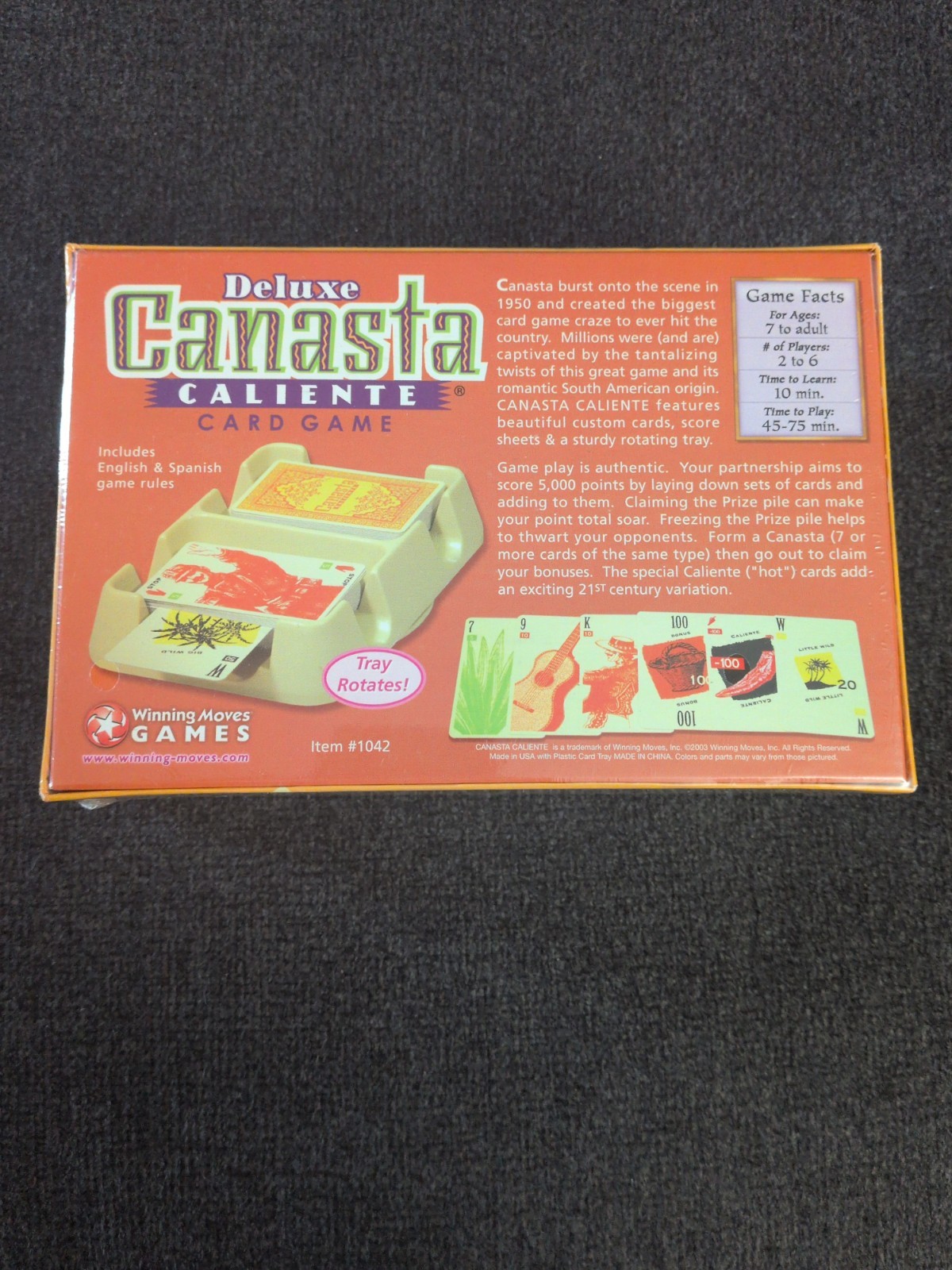Winning Moves Deluxe Canasta Card Game w/ Rotating Tray NEW Sealed 2003 Complete