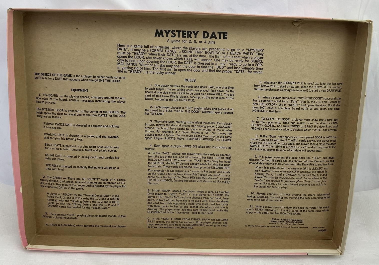 1965 Mystery Date Board Game by Milton Bradley Complete in Great Cond FREE SHIP3