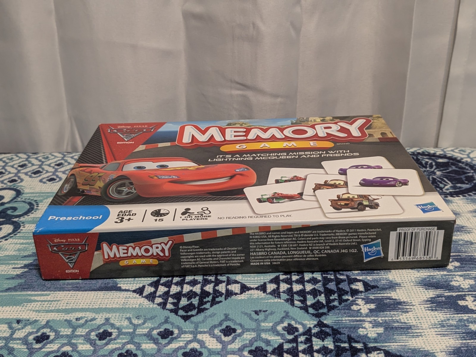 Hasbro Disney Pixar Cars 2 Edition Memory Game Match Missing 1 card 2011