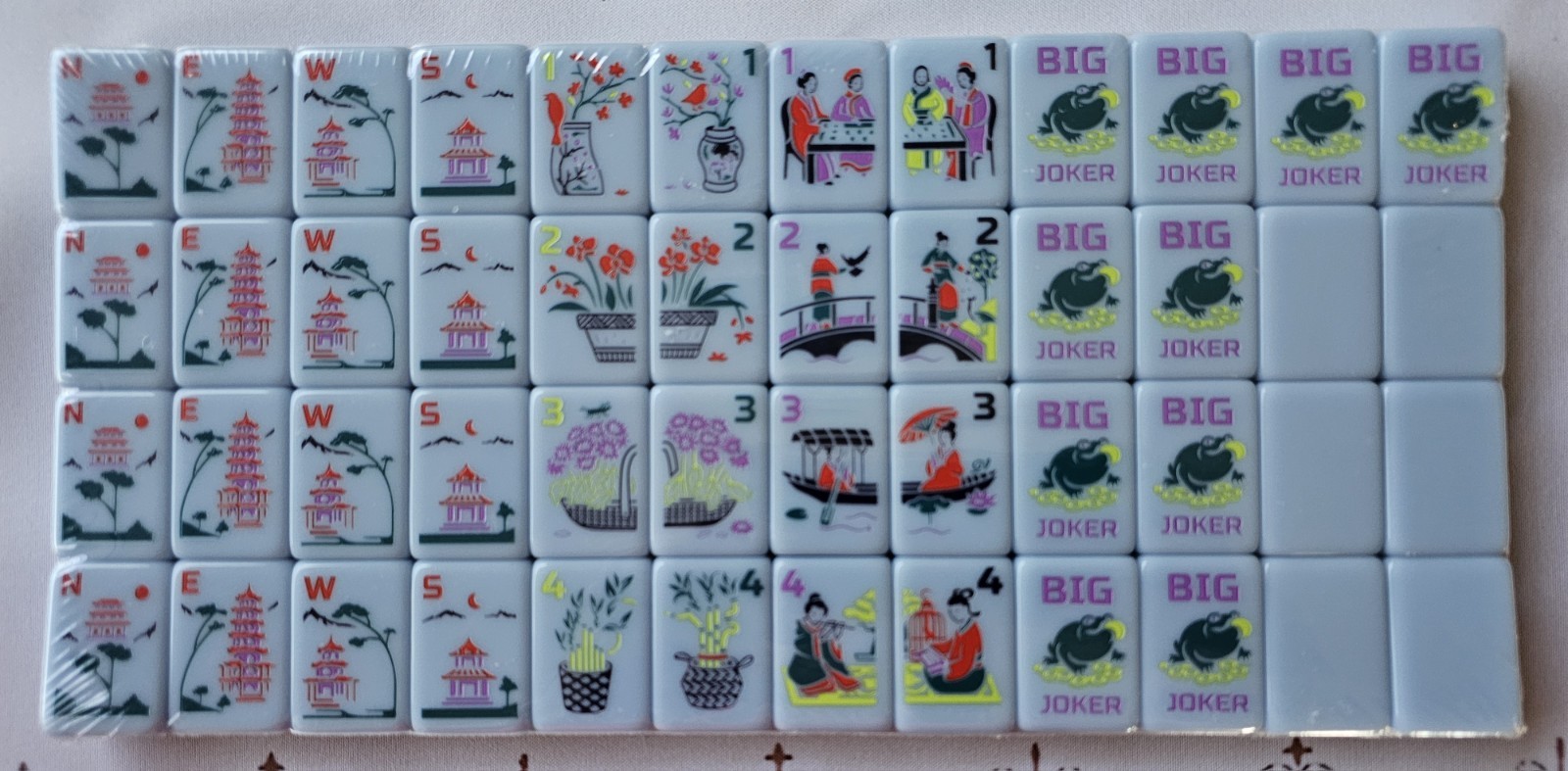 Brand New Blue Double Sided Engraved Mahjong Tiles Set 160