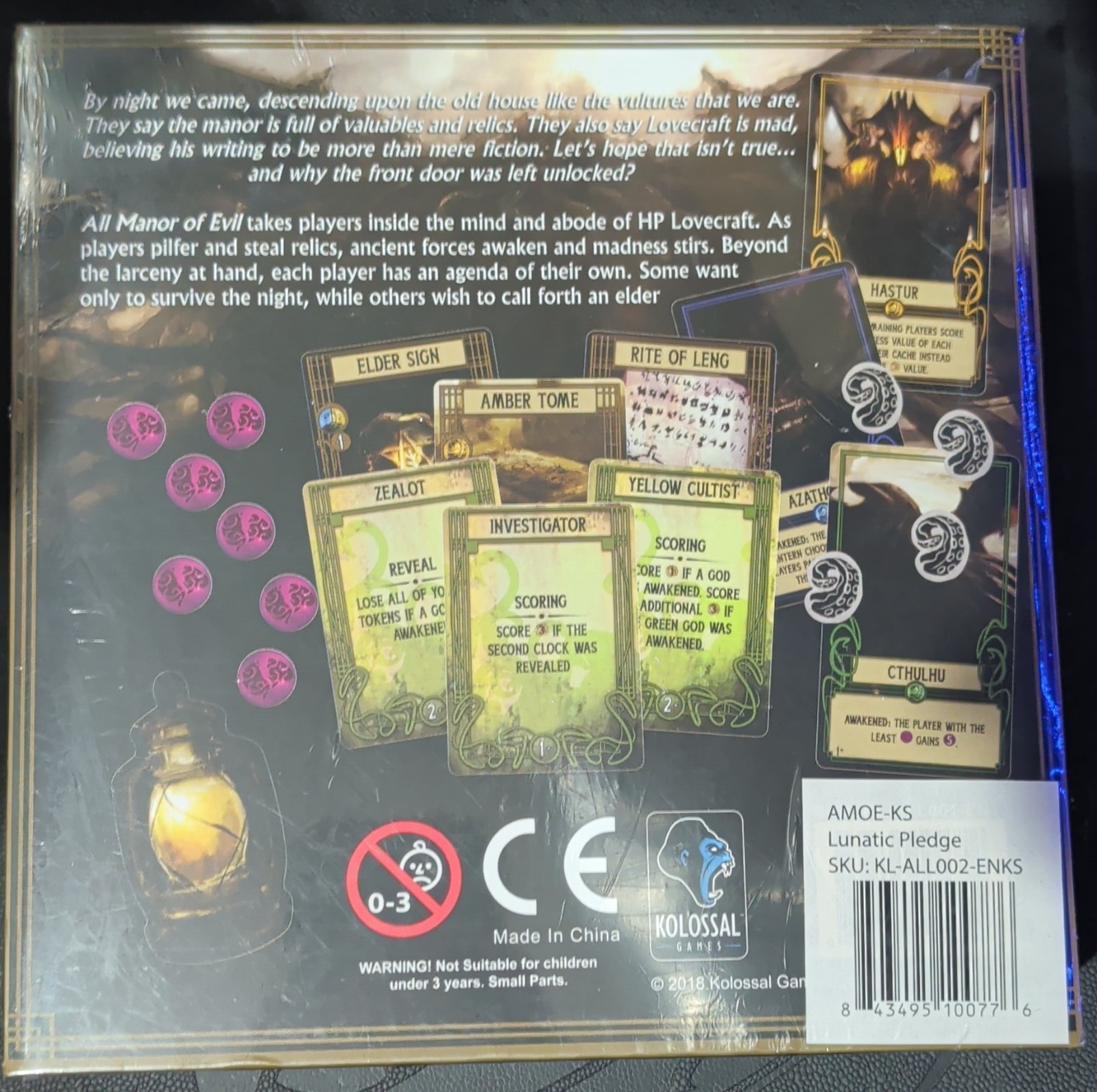 Kolossal Games Manor of Evil Lunatic Pledge Horror & Monster Board Game w/ bonus