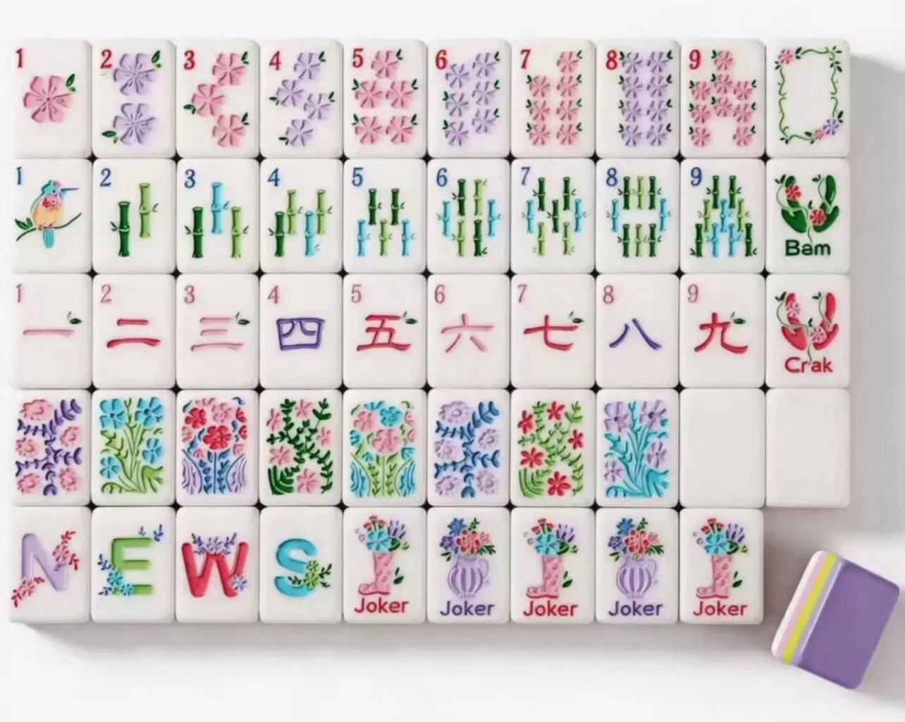 2026 Purple countryside American Mahjong Game Set, 160 Mah Jong Tiles
