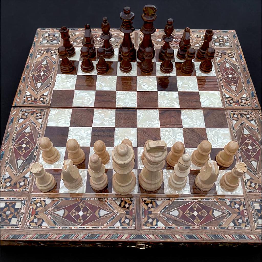 Backgammon Chess Set Handmade Solid Rosewood Game Board 3in1🎁 Gift Idea