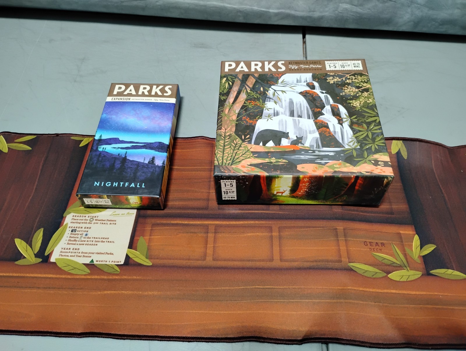 Keymaster Games – Parks Board Game + Nightfall Expansion + Playmat