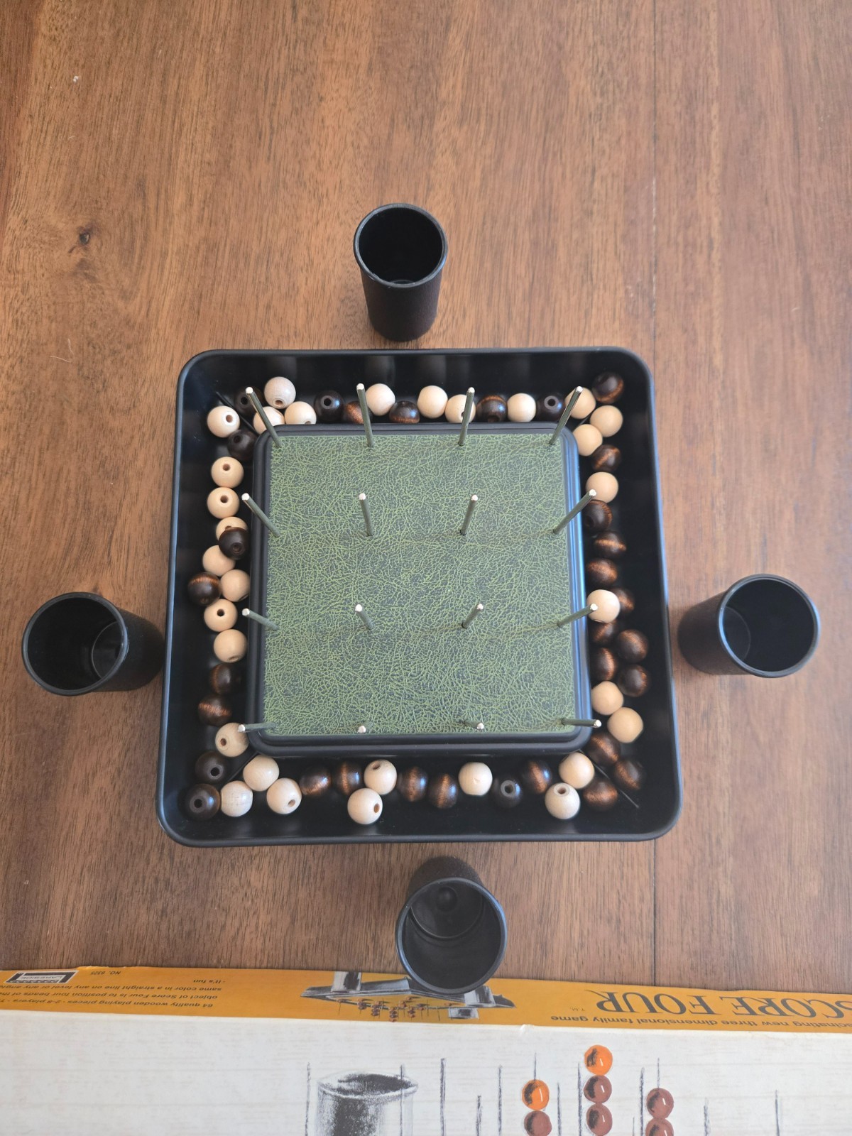 Score Four 1967 Lakeside Vintage 3D Family Board Game 100% Complete Wooden Beads
