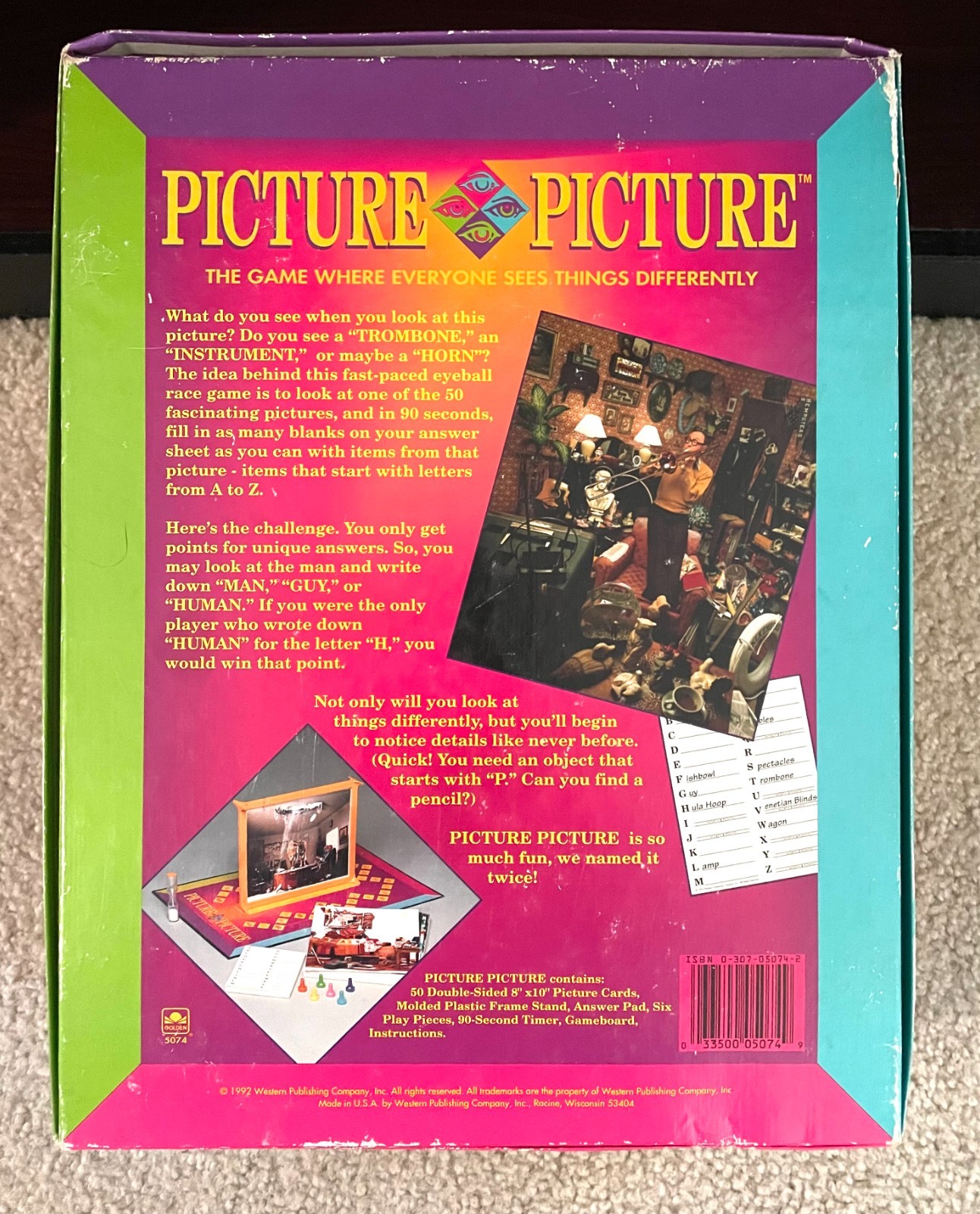 Picture Picture Board Game by Golden from 1992 Complete and Excellent Condition!