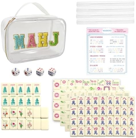 Mini American Mahjong Tile Set Include 166 0.8 Inch Mahjong Tiles 4 Dice 4 Racks