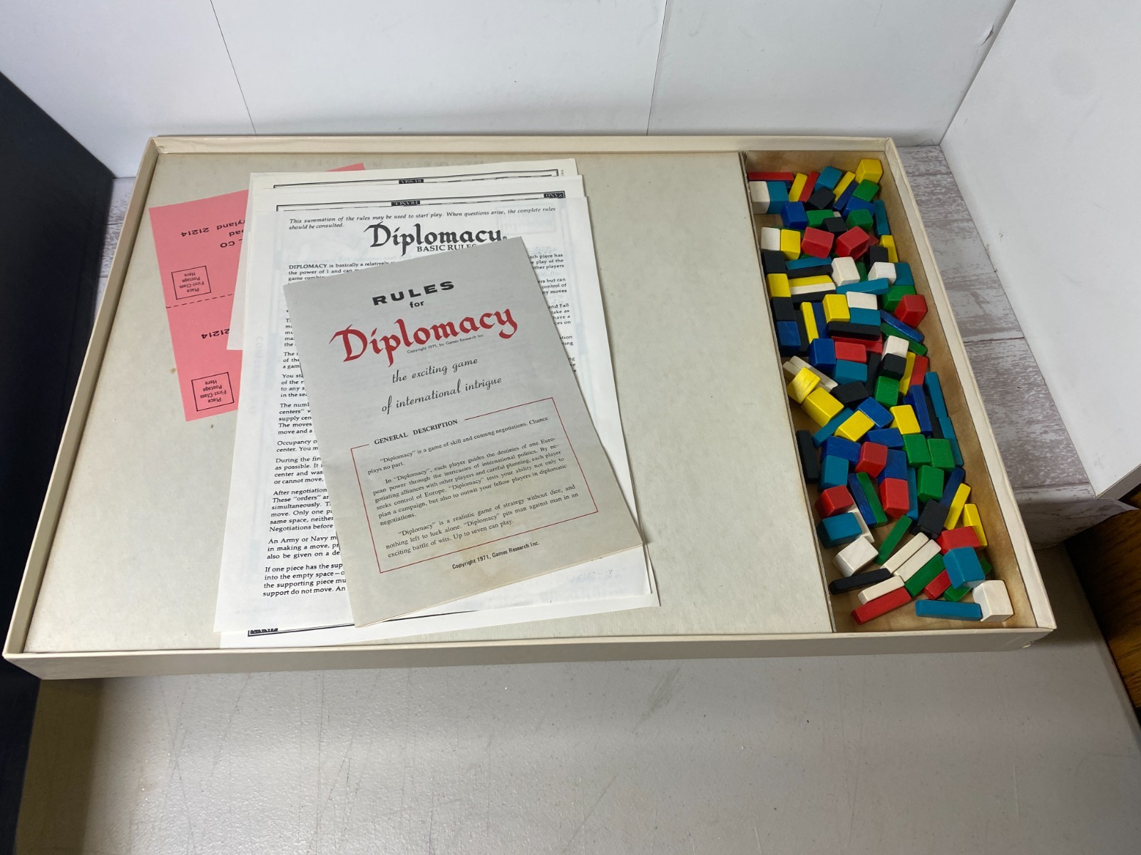 Diplomacy Board Game by Games Research 1971 Model 9100 Edition Vintage Complete