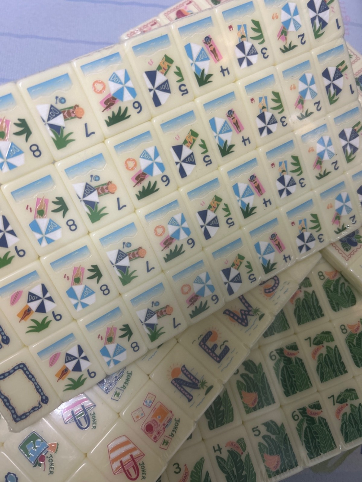 New high-end Blue and white grid American Mahjong Tiles set ,160 tiles+ Bag