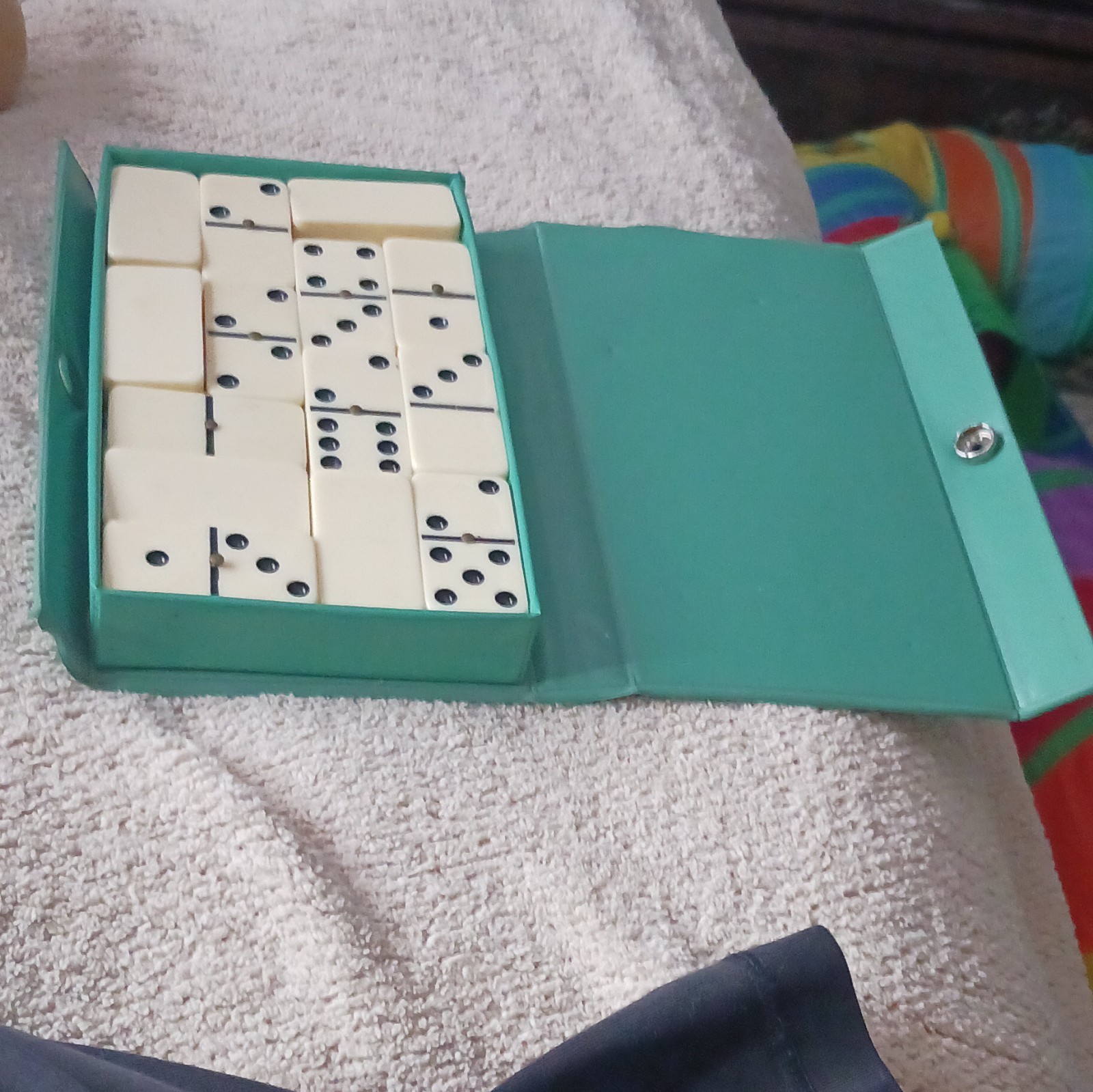 Dominoes Tile Game Set Strategy Theme with Green Storage Case 8+ Years
