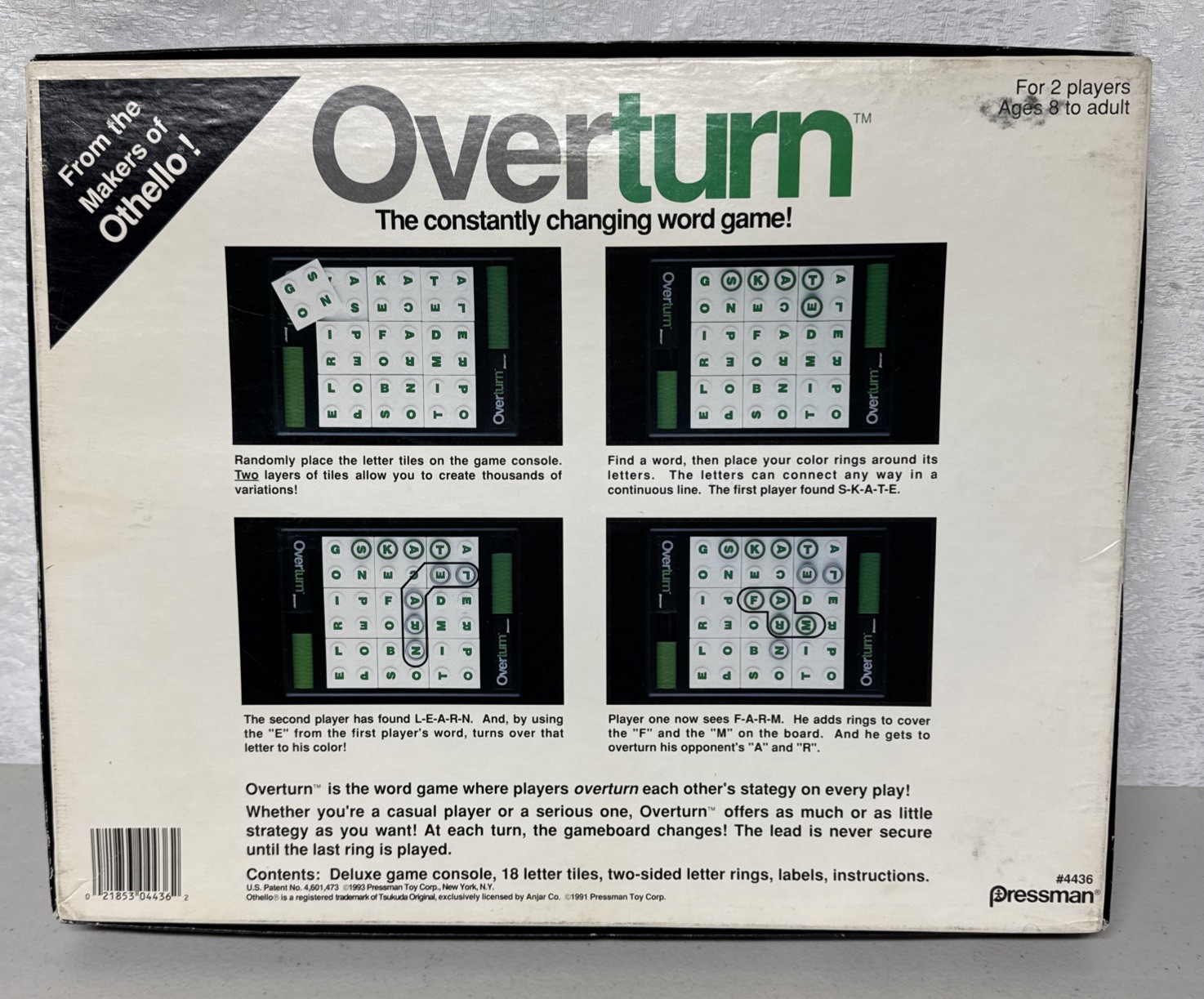 1993 Overturn Game by Pressman Complete in Great Condition Ages 8 & Up