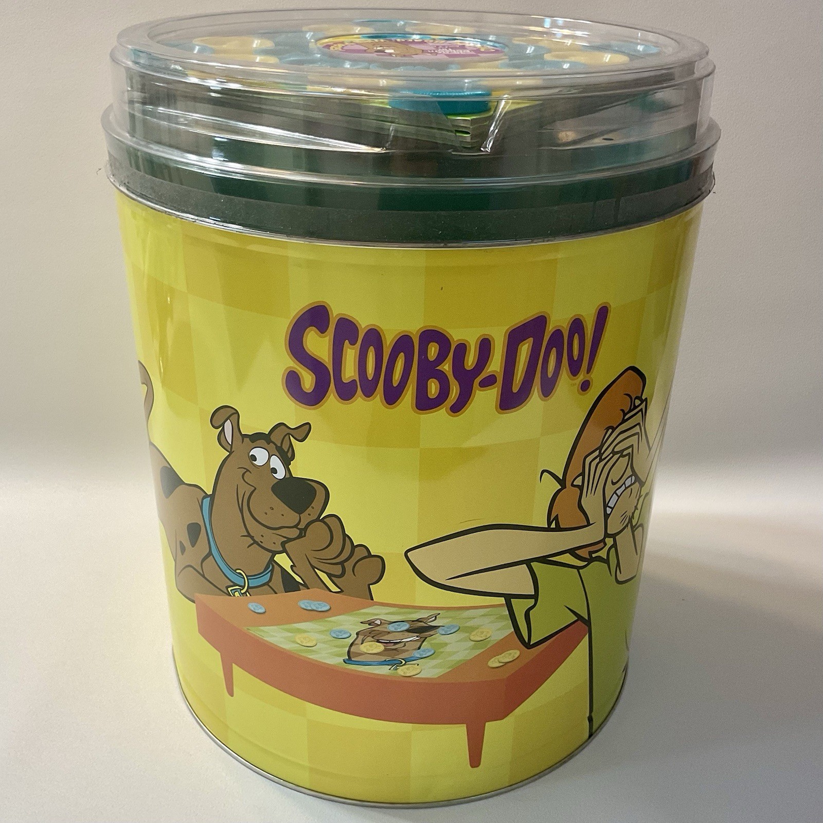 Scooby-Doo Checker Board Game with Pieces Hanna Barbera + Empty Popcorn Tin