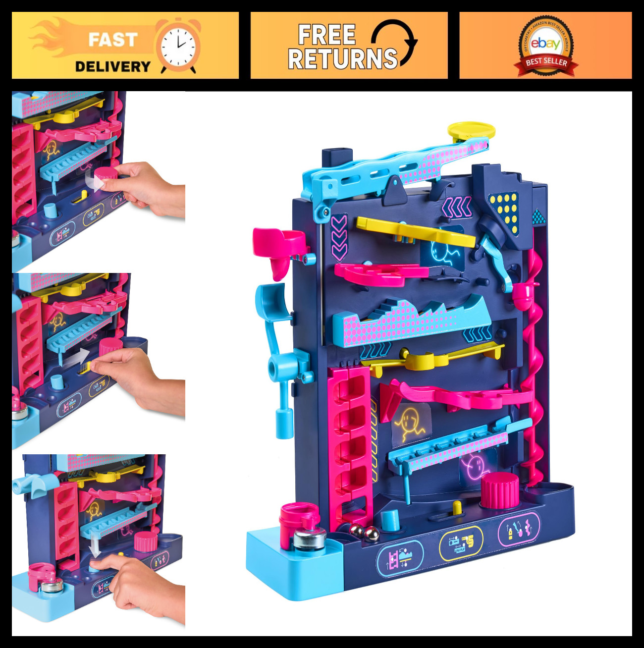 Vertical Marble Maze Game – Screwball Scramble Challenge for 1-4 Players, Ages 5