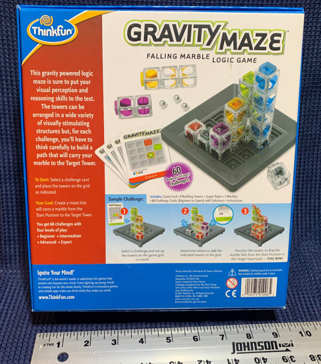 GRAVITY MAZE Falling Marble Logic Board Game 100% COMPLETE