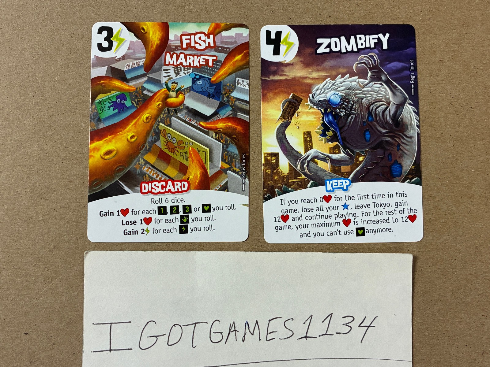 LOT: King of Tokyo Promo Cards – Zombify & Fish Market