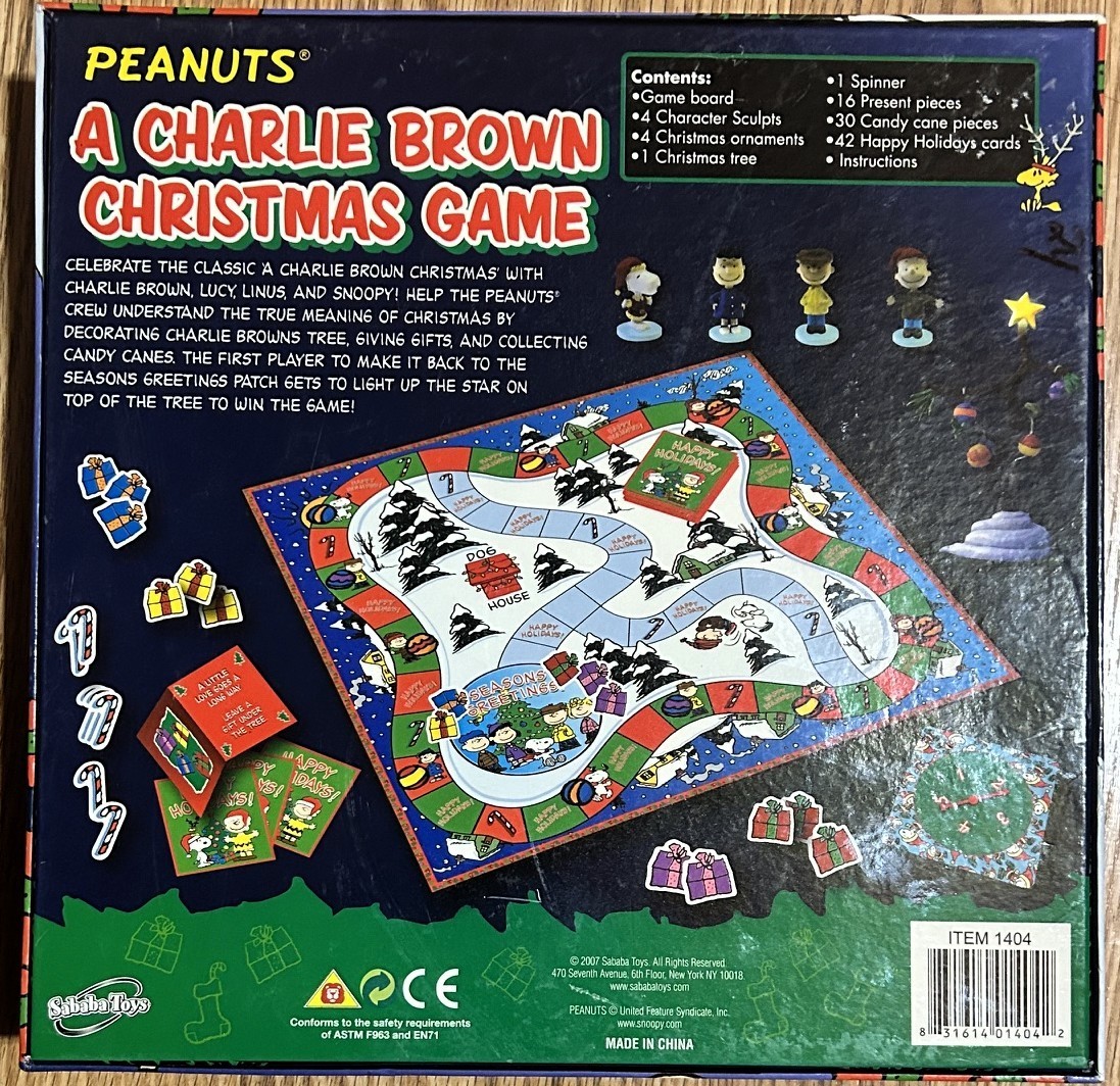 2007 Peanuts A Charlie Brown Christmas Board Game Sababa Toys Light-Up Tree New