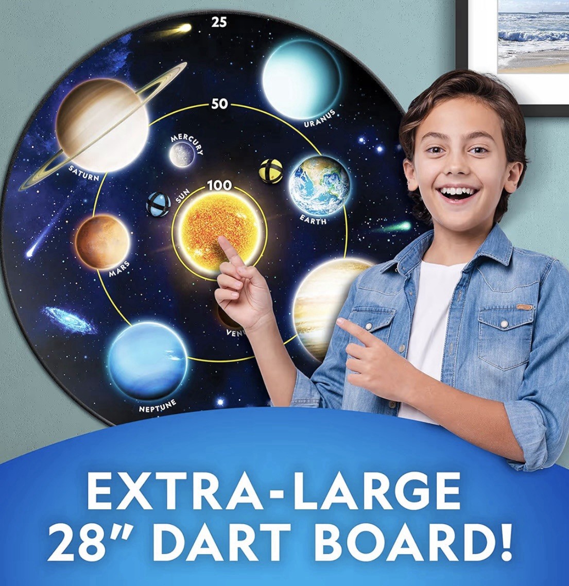 National Geographic Kids Dart Board – 28″ Reversible Dartboard with Sticky Balls