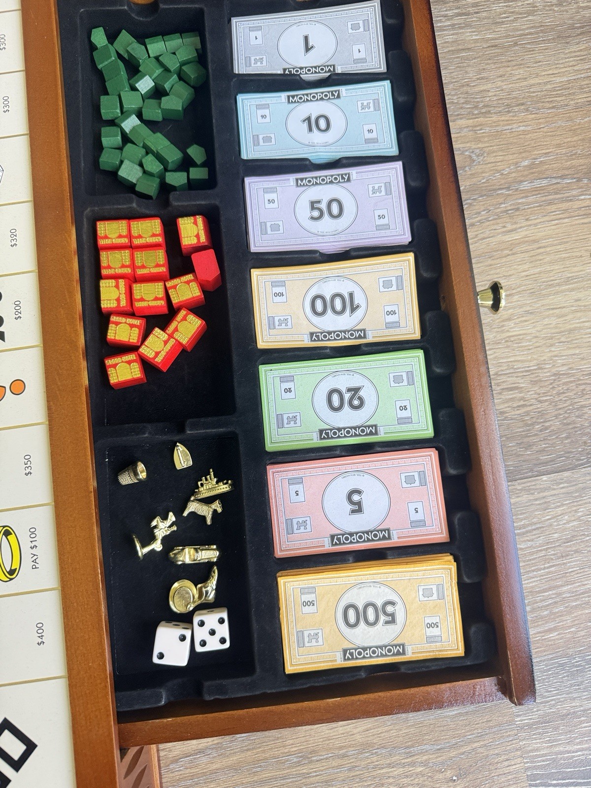 Monopoly Luxury Wooden Edition with Wood Game Board Premium Collectible