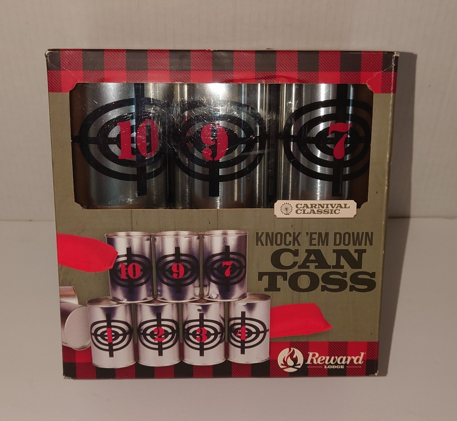 New in box Reward Lodge Knock em down can toss game carnival classic