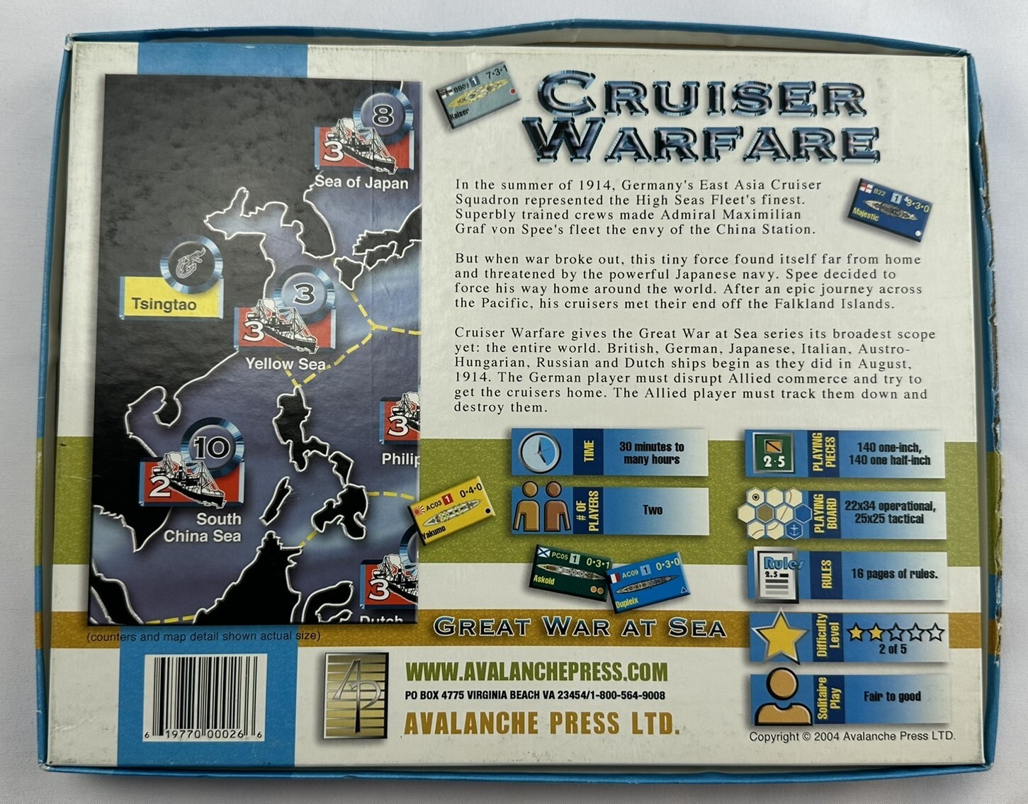 2004 Great War at Sea: Cruiser Warfare Game Avalanche Press Ltd. Unpunched NOS