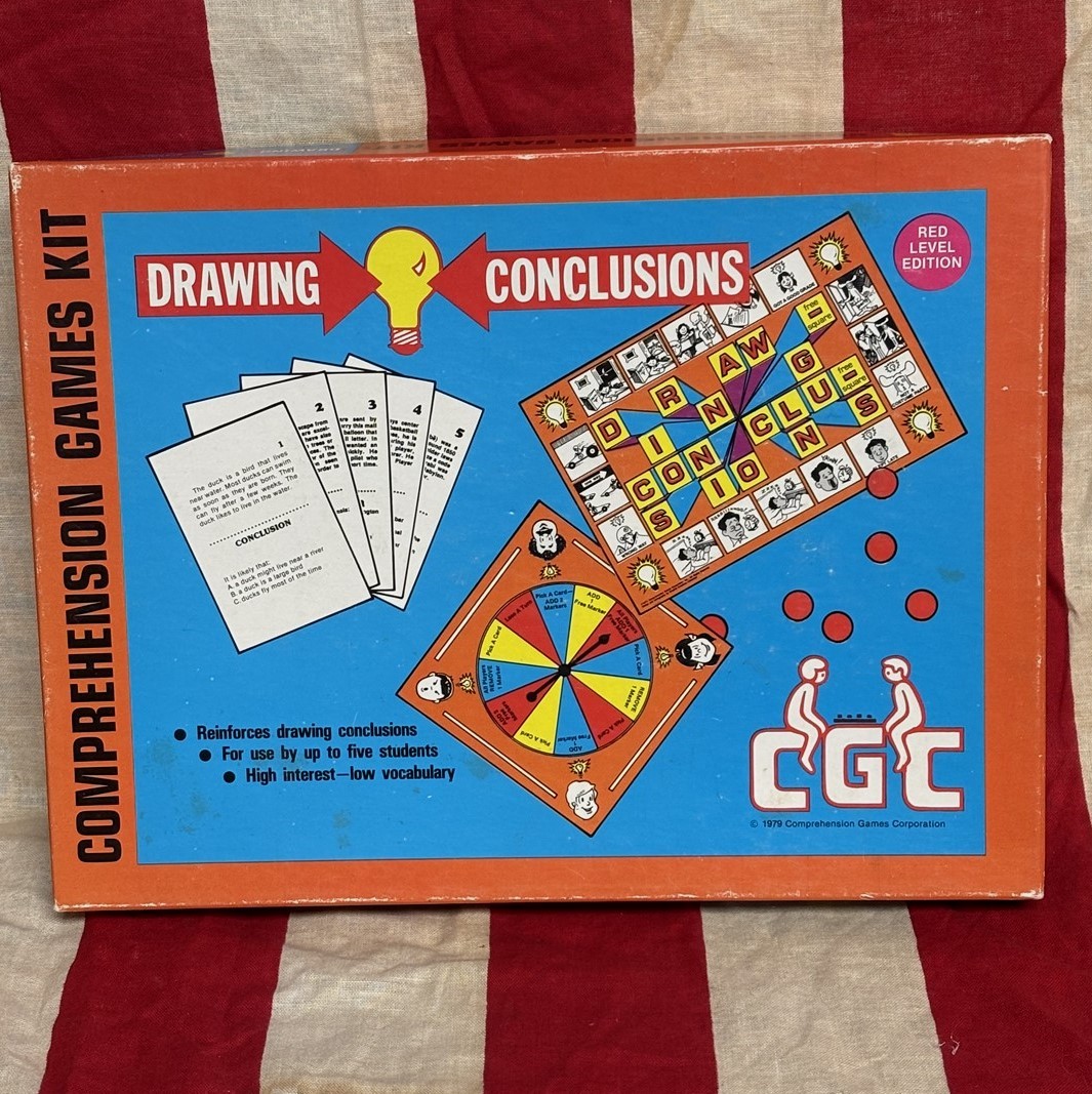 DRAWING CONCLUSIONS Comprehension Games Kit board game Red Level Edn 1979 CGC