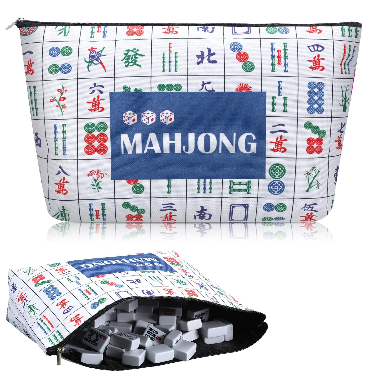 Soft Mahjong Tiles Bag Thickened Mahjong Makeup Bag Gifts for Mah-Jong Lovers…
