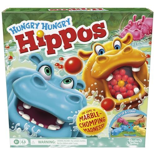 Hungry Hungry Hippos Classic Marble Chomping Game for Preschoolers Ages 4+