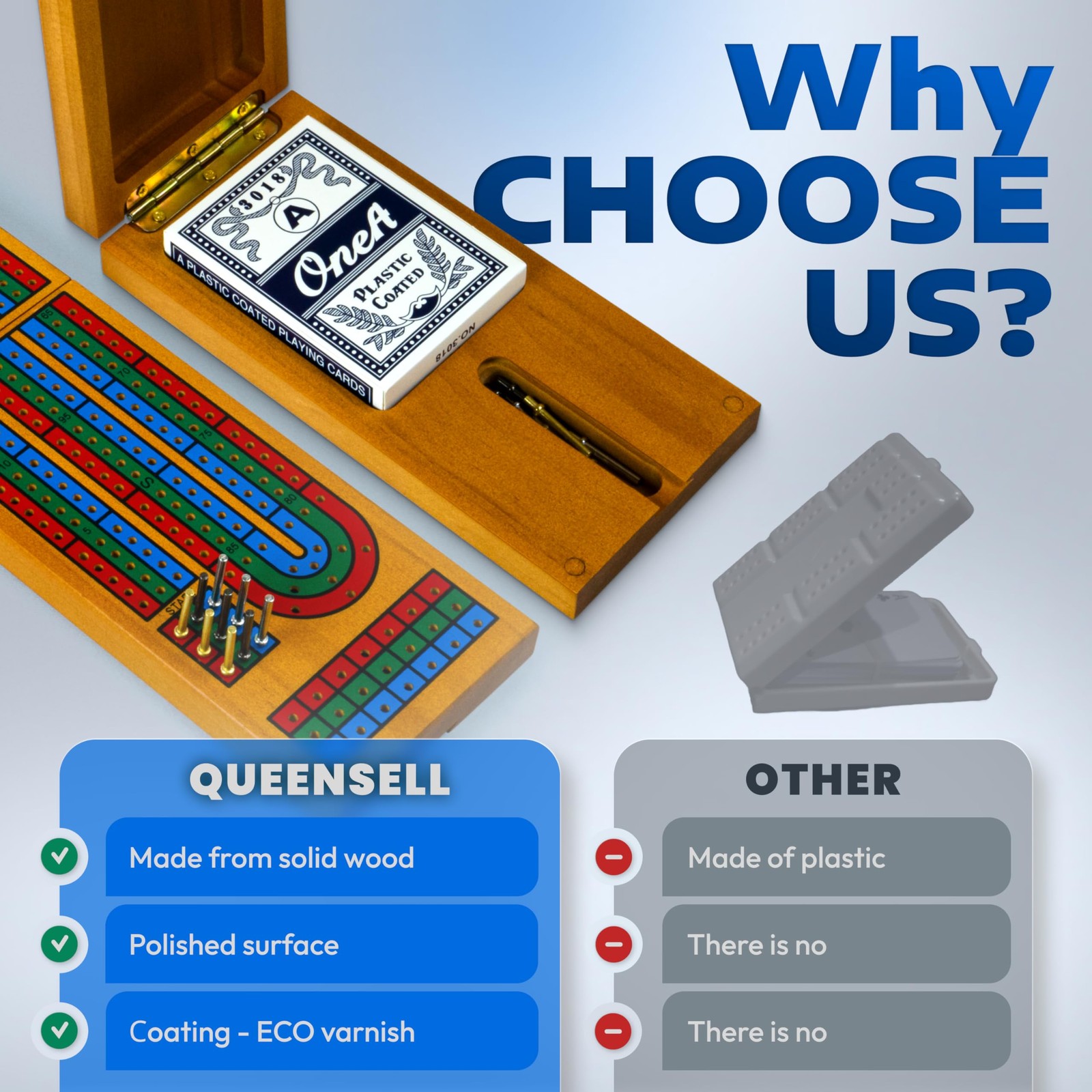 Cribbage Board Game Set with Storage – Classic Game Travel Cribbage Board wit…