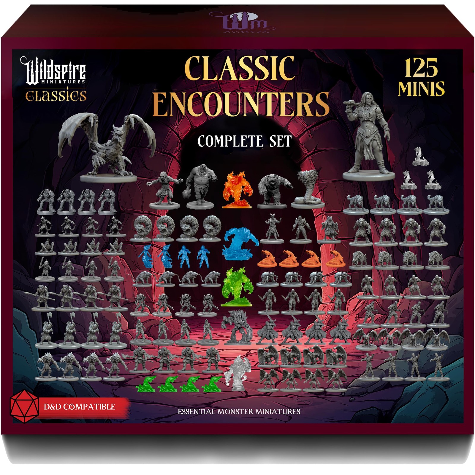 Classic Encounters – 125 Iconic DND Miniatures Bulk 28mm Scale, Multicolor