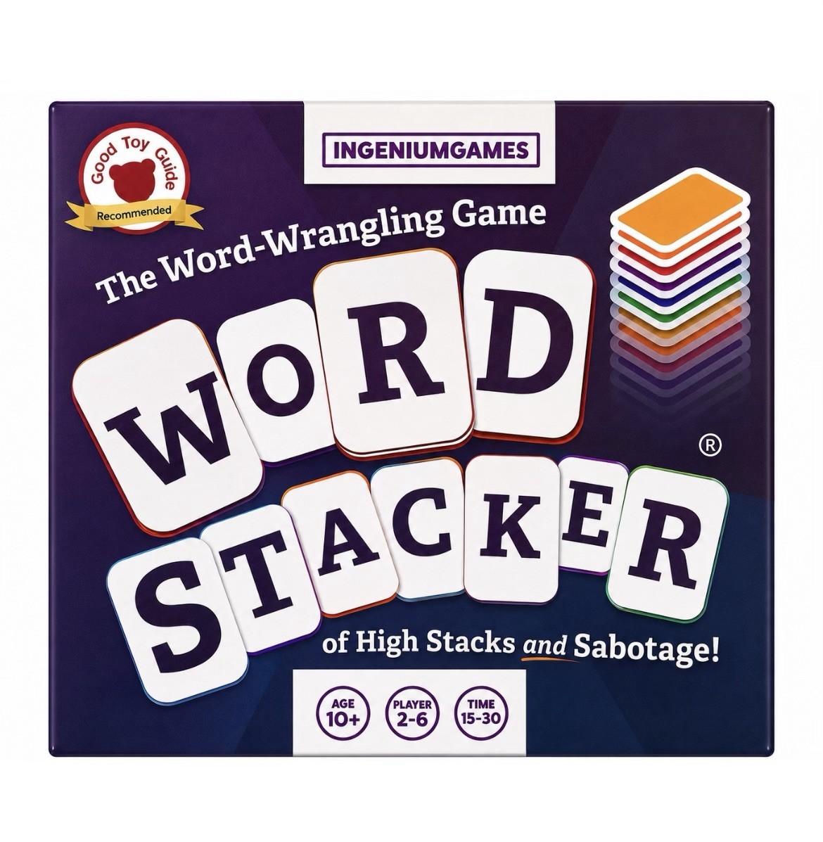 WORD STACKER Family Word Building Game, 2-6 Players 10yr+ ~ Ingenium Games NEW