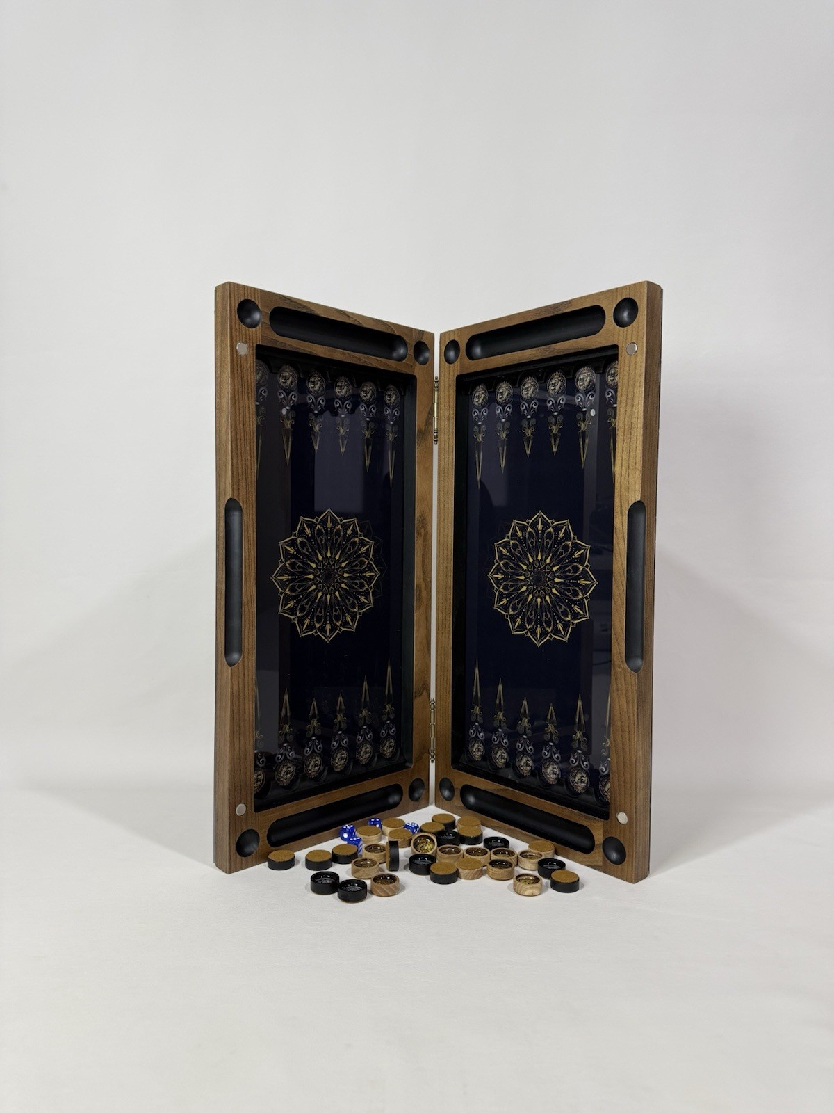 Lion Backgammon Set with Tempered Glass – Handmade Wooden Royal Board Game