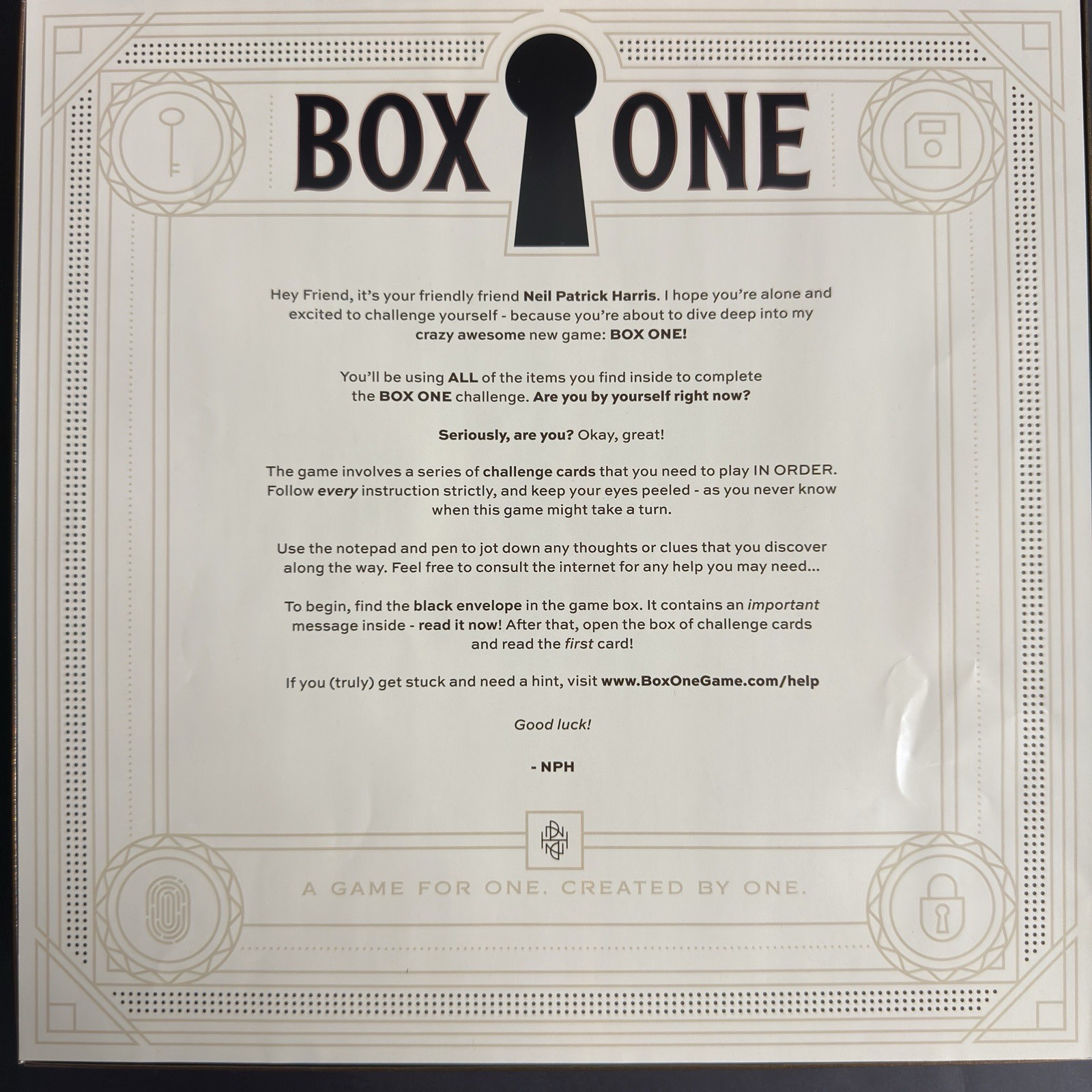 Theory 11 Box One Presented By Neil Patrick Harris. New. Open Box