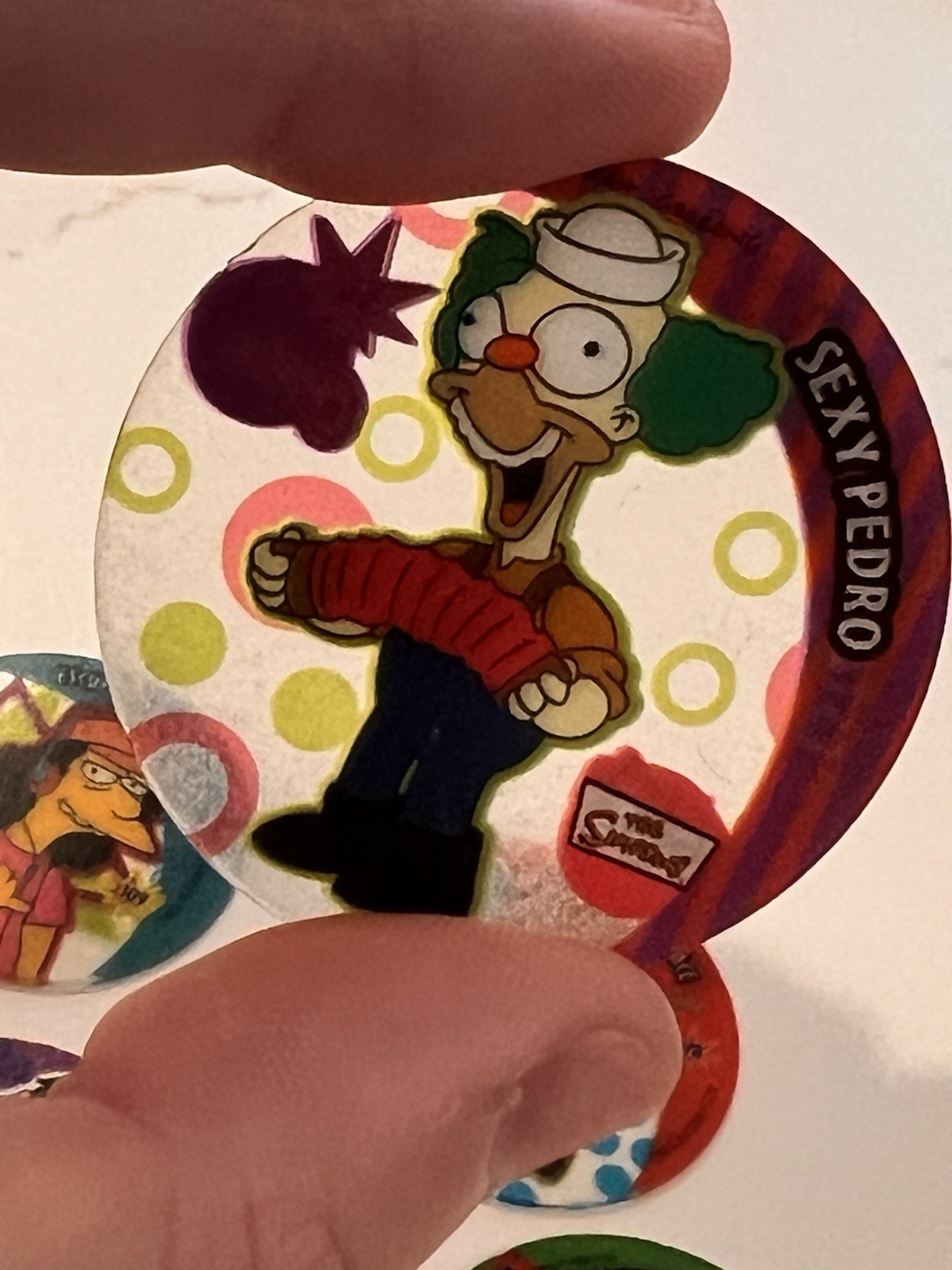 Rare Lot 12 Mexico THE SIMPSONS Tazos Moe Otto Todd Clear Shiny Collector Pogs