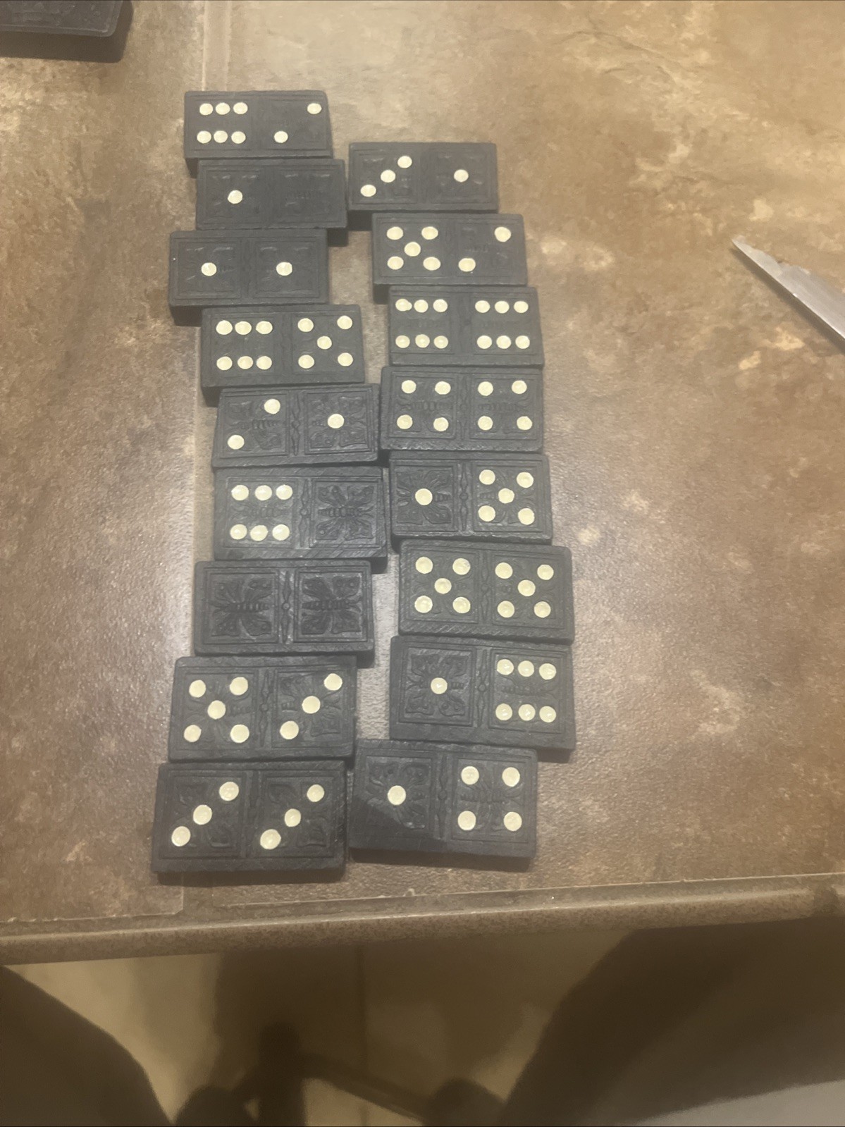ANTIQUE DOMINOS ~ 17 Dominoes One Size Has Cars And The Other Side Butterflies