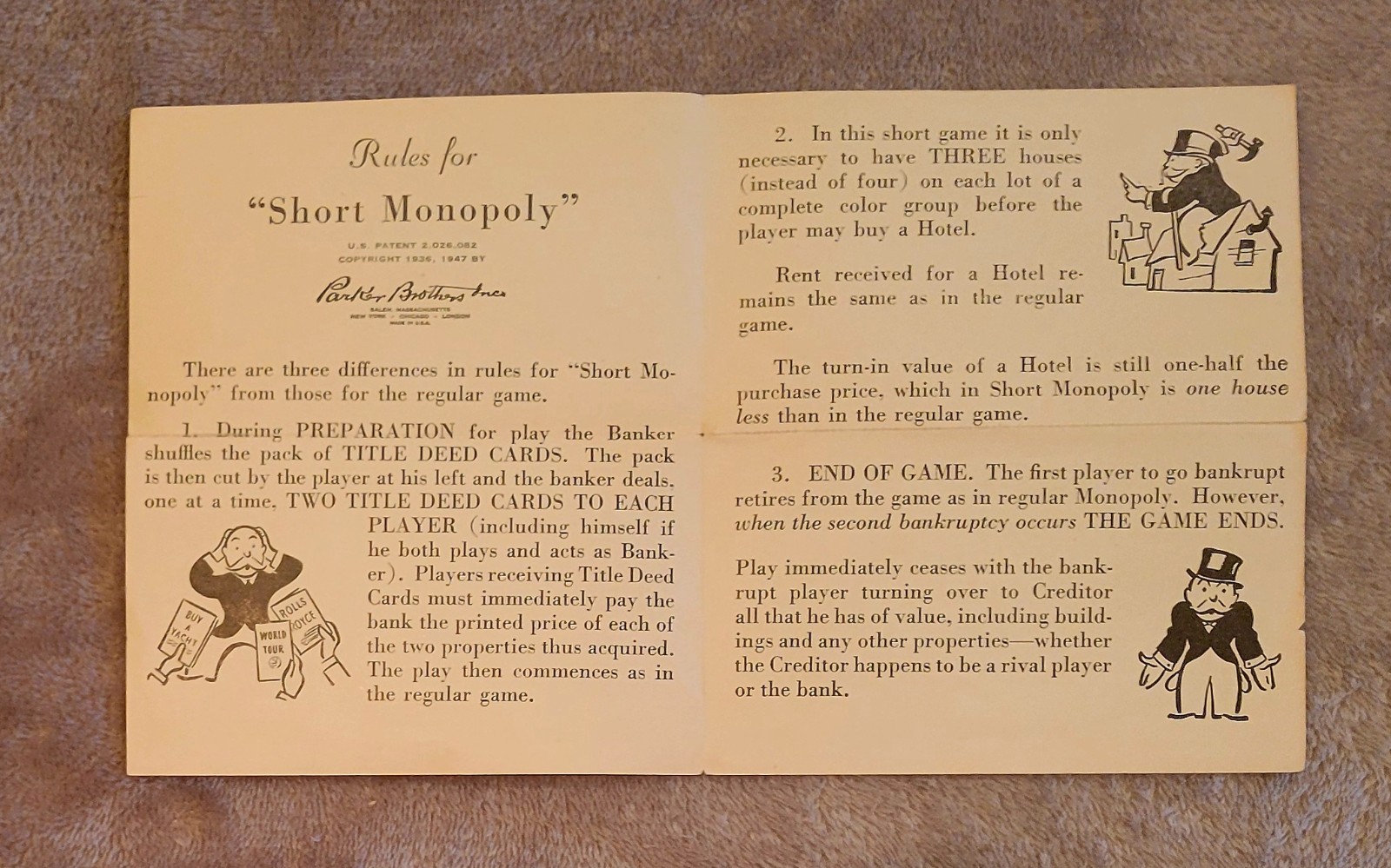 Vintage 1936 Parker Bros Monopoly Game Box w/Wood Pieces (Small Box Edition)