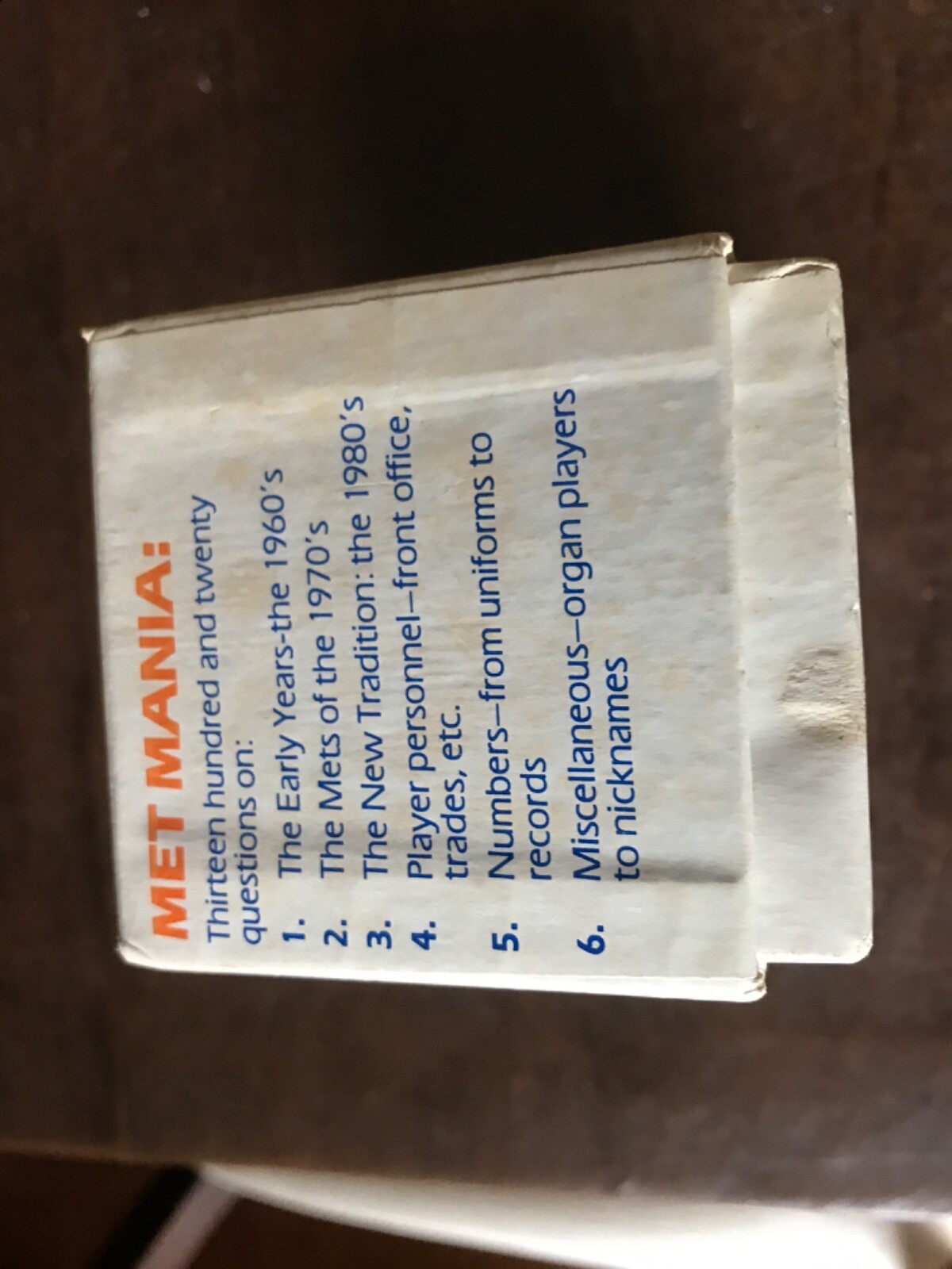 Vintage 1985 Target Met Mania Die Hard Met Edition Trivia Game