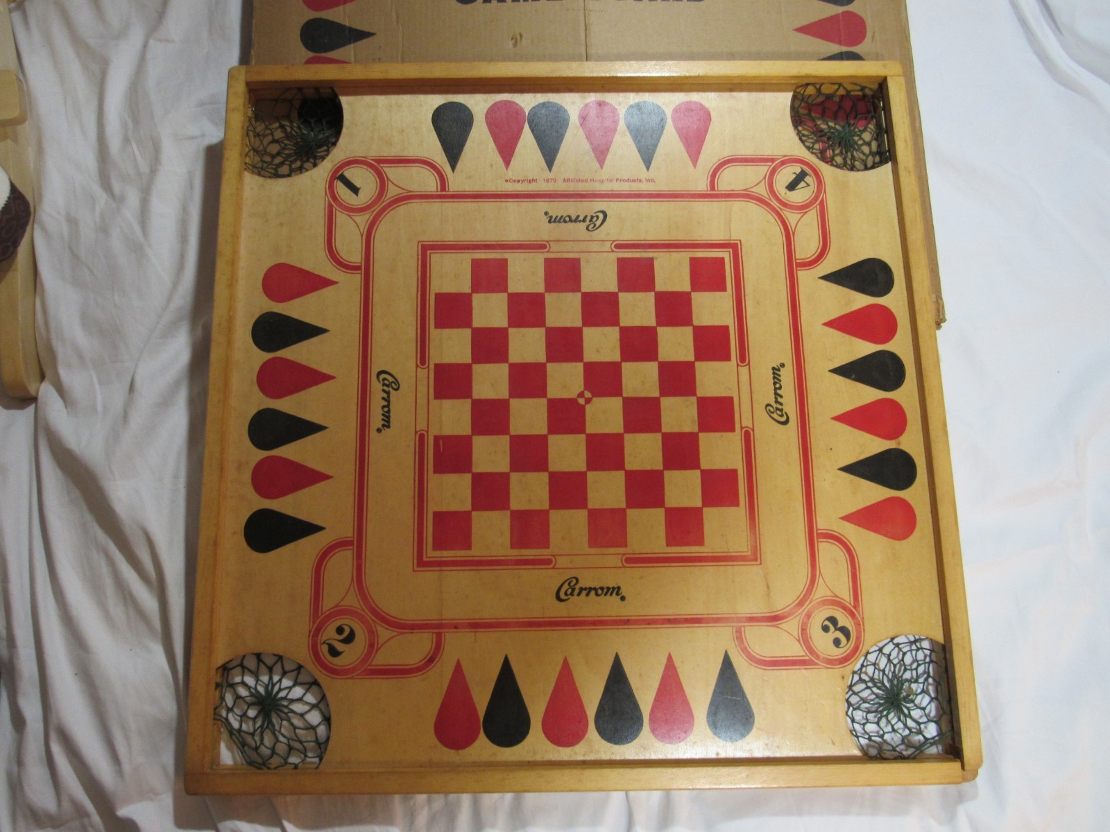 Vintage 1970 Carrom Game Board Model No. 108 Original Box Incomplete AS IS