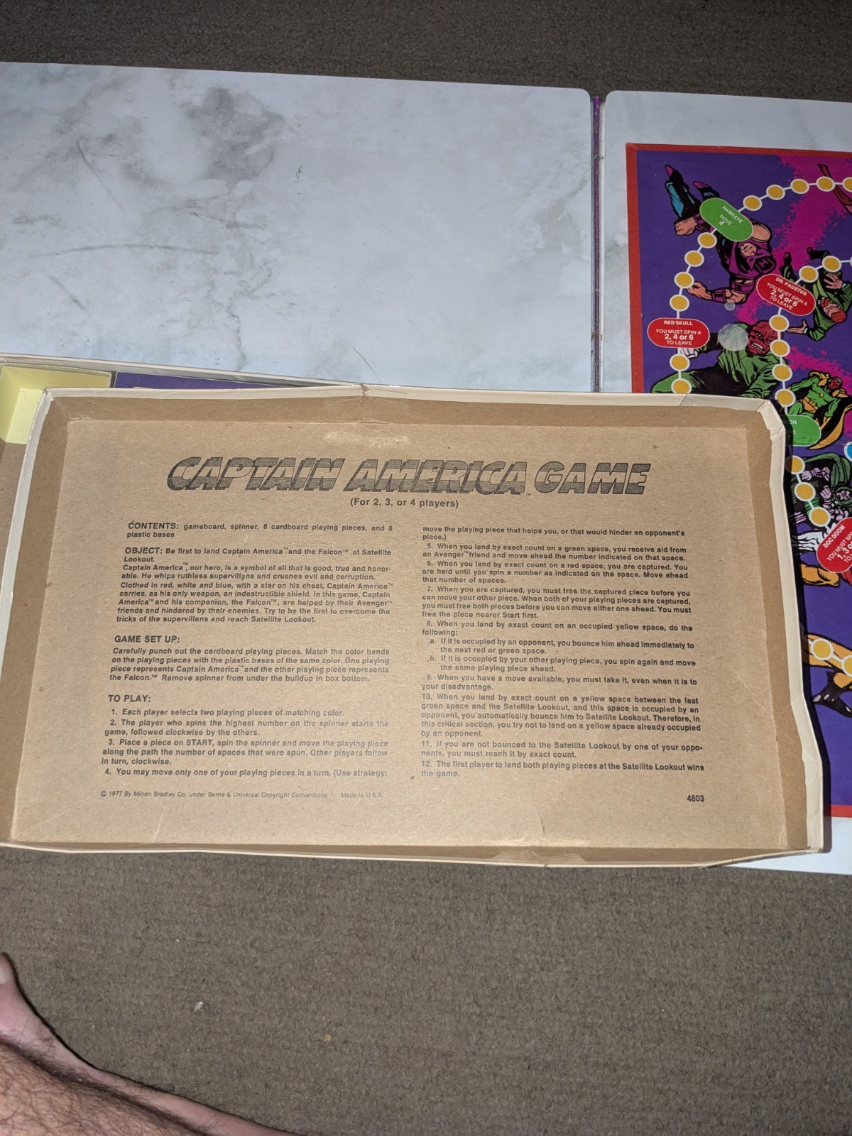 Captain America Board Game Vintage 1977 Milton Bradley Falcon Avengers Marvel