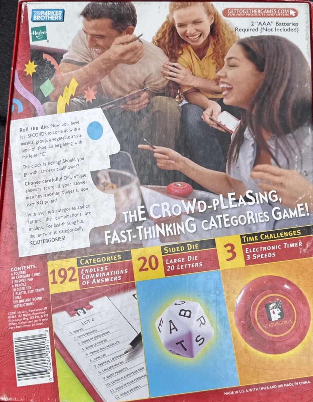 The Game Of Scattergories By Parker Brothers Complete