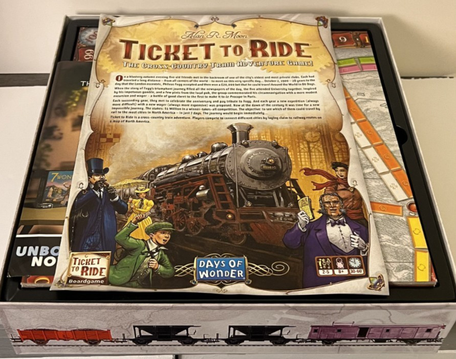 Ticket To Ride Board Game Days of Wonder Alan R Moon Complete Used Train Strateg