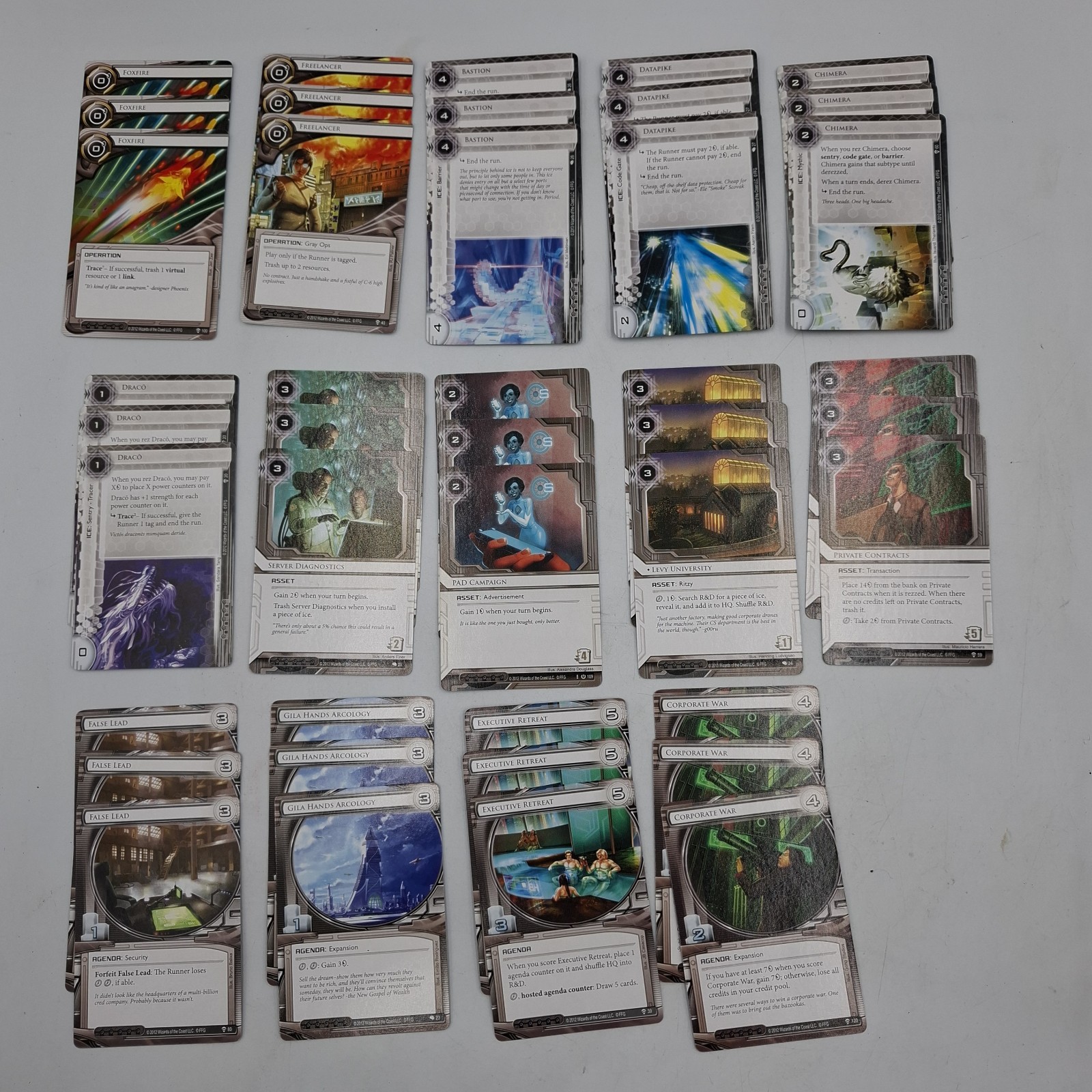 Android Netrunner Card Game Base Set 2012 Plus Expansion Cards INCOMPLETE
