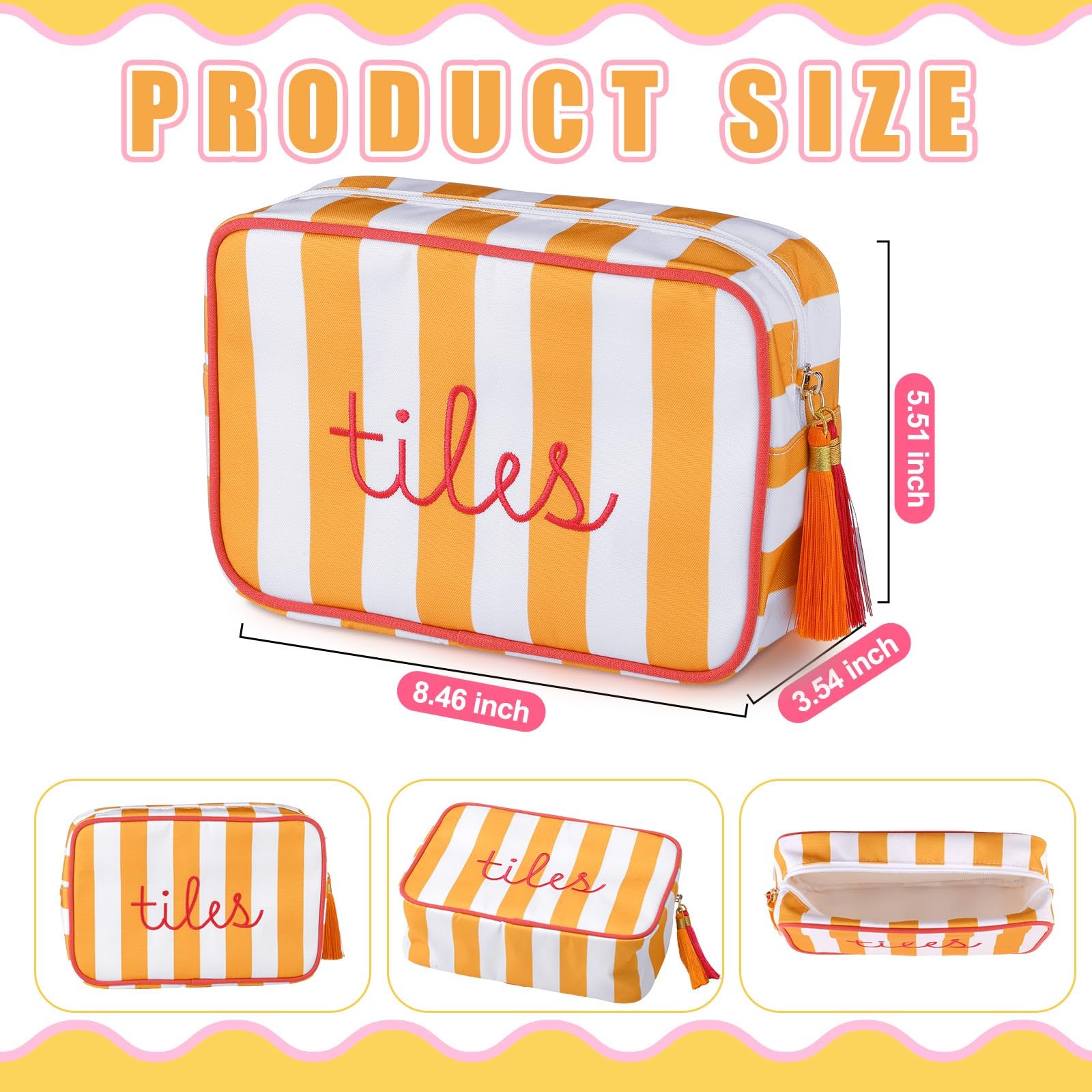 Mahjong Tile Bag with Zipper, Striped Embroidered Mahjong Storage Pouch Mah J…