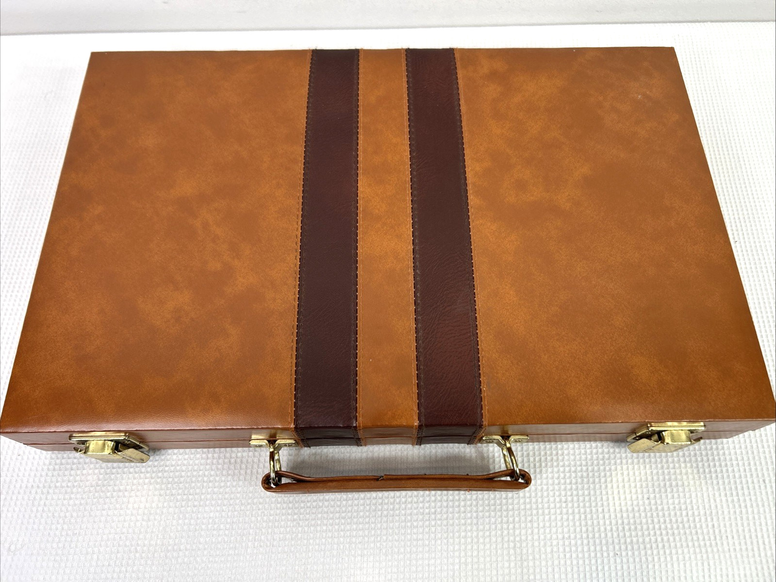 Backgammon Complete Set & Instructions Brown Briefcase VGUC Family Game Night