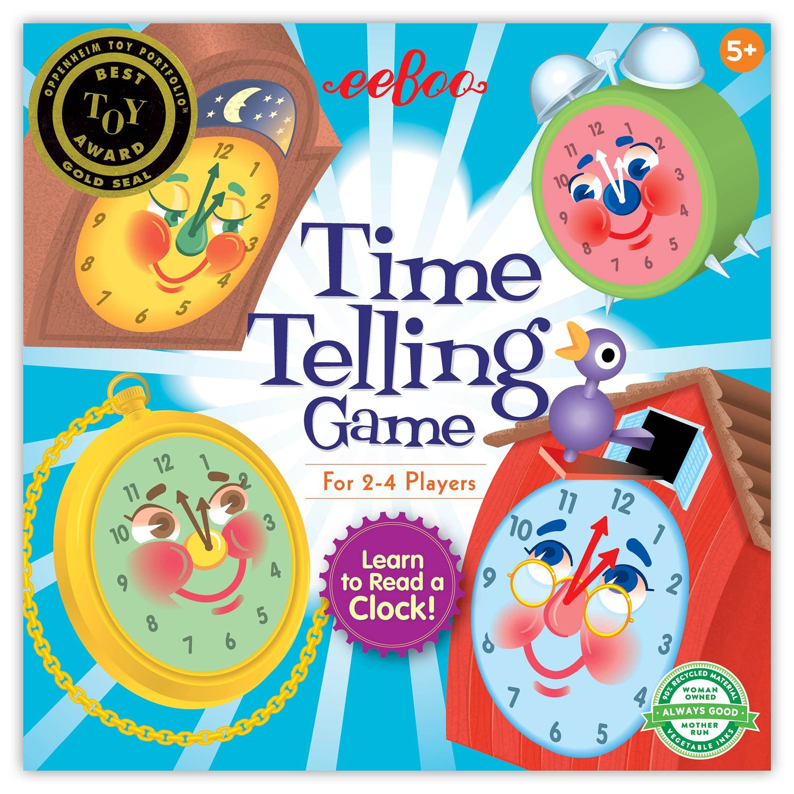 Eeboo Time Telling Game Develops Time Telling Skills Learn To Read A Clock