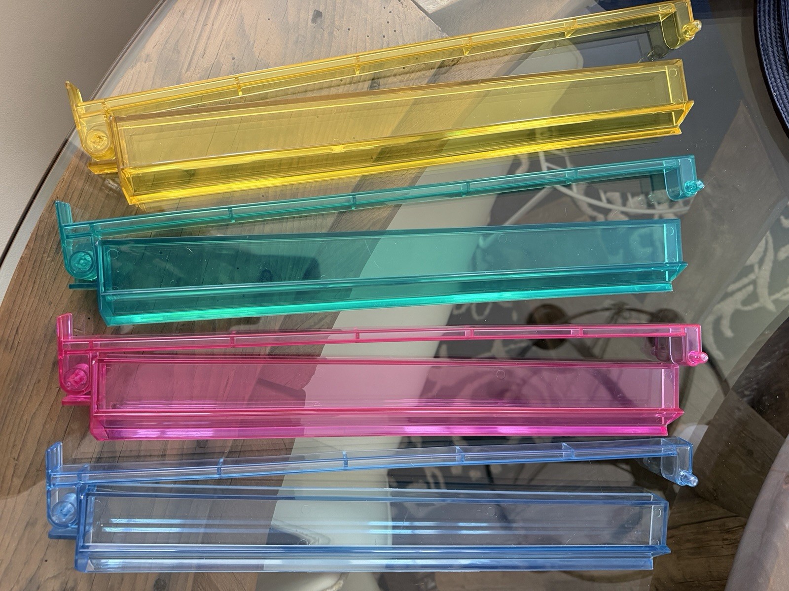 Acrylic Mahjong Racks with Pushers American 4 Colors Pink Green Yellow Blue New