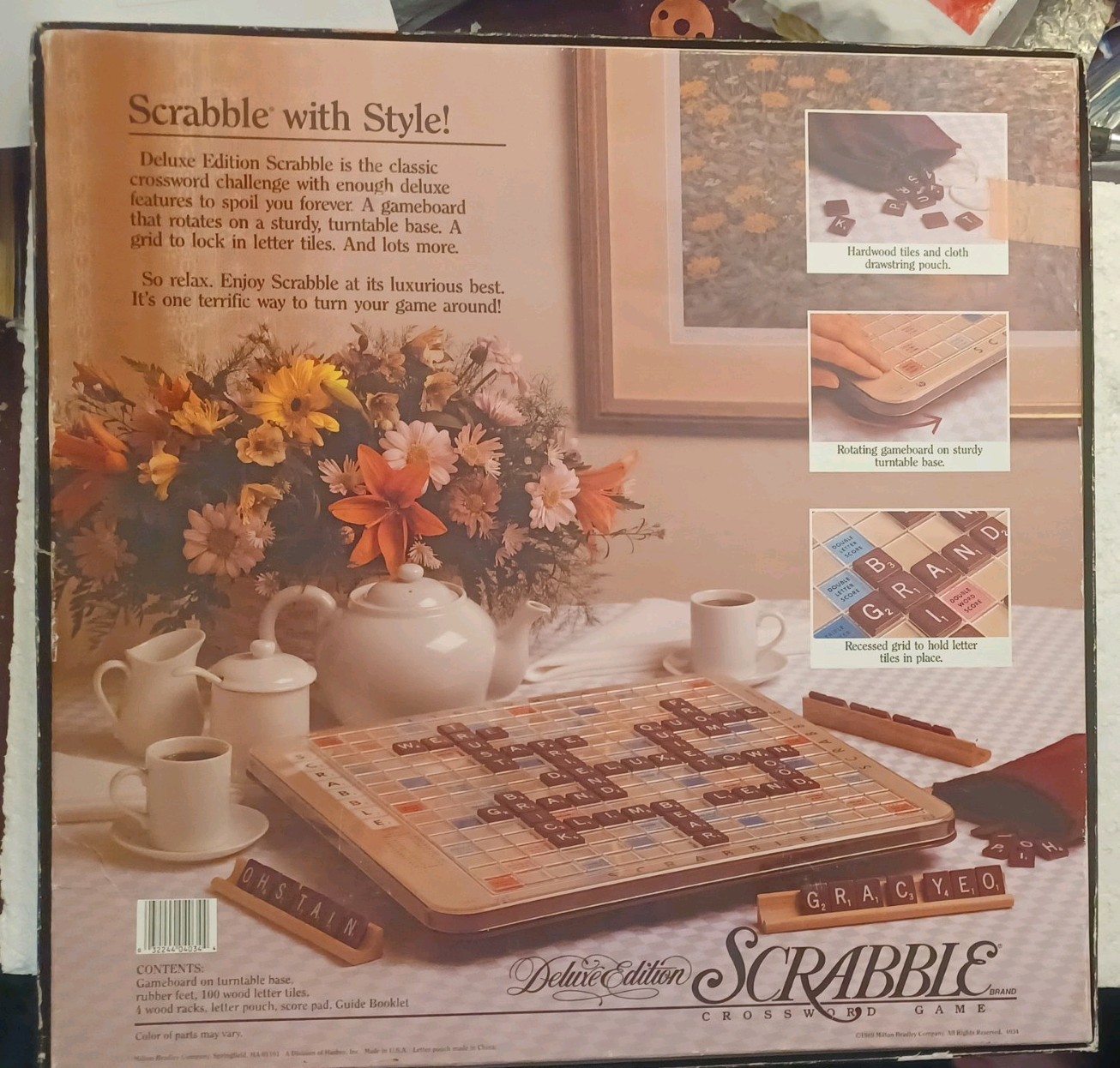 Scrabble Deluxe Edition Rotating Board 1989 Complete Read Description