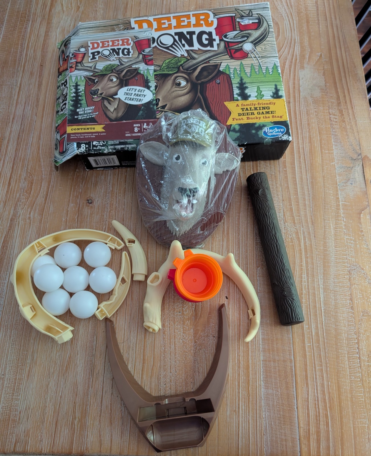 Deer Pong Talking Deer Head Game & Music 6 Cups & 8 Balls 8+ Years Never Used