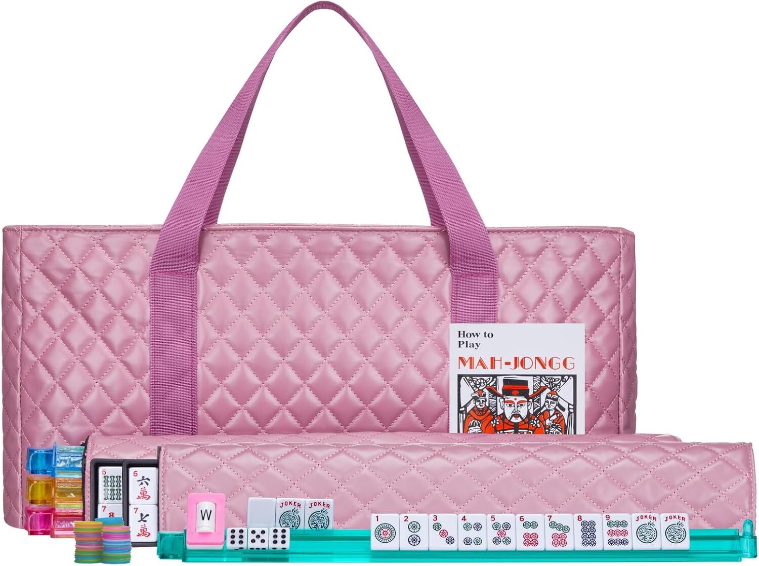 American Mah Jongg Complete Set with Purple Pink PU Bag .