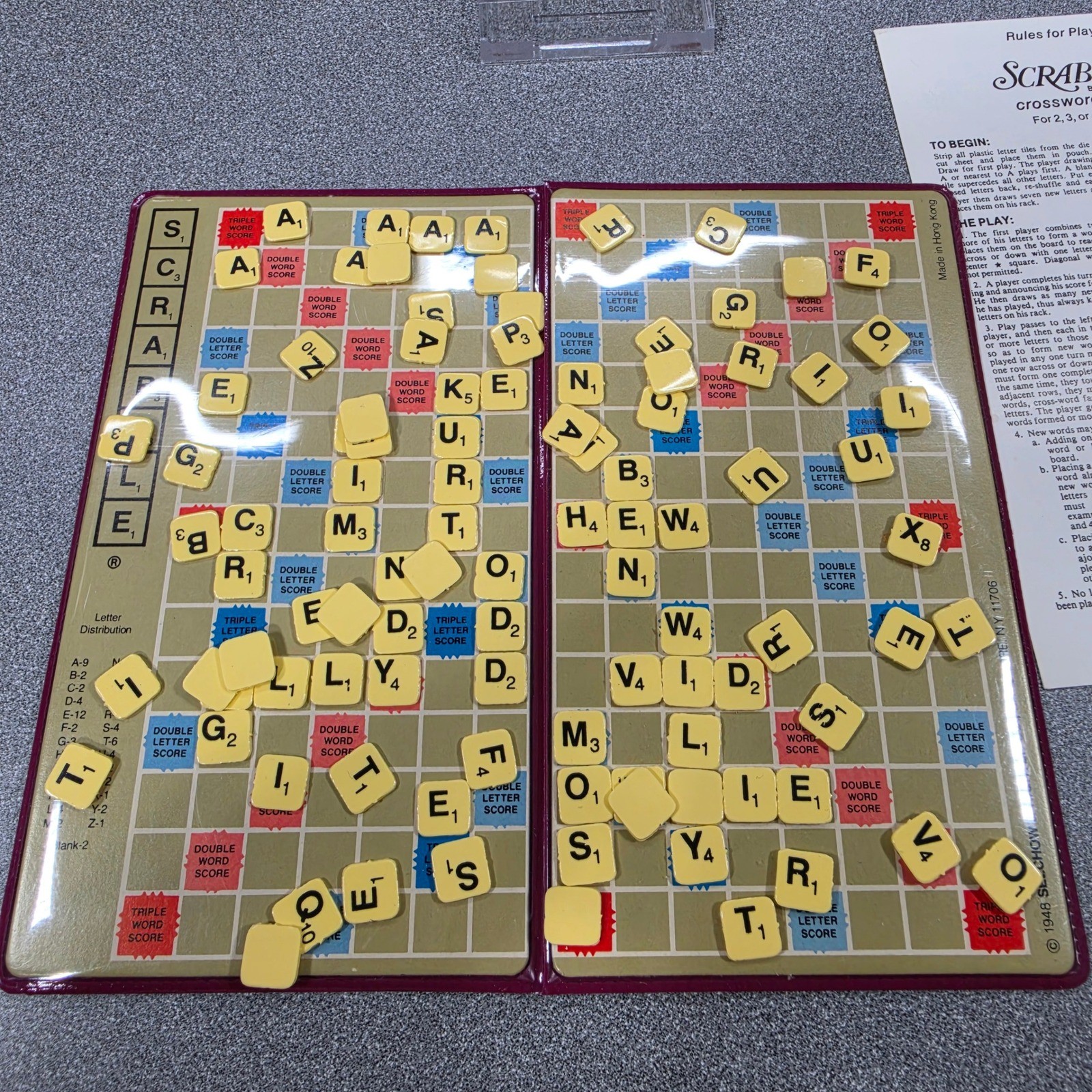 Rare Vintage Pocket Scrabble Travel Portable Board and tiles